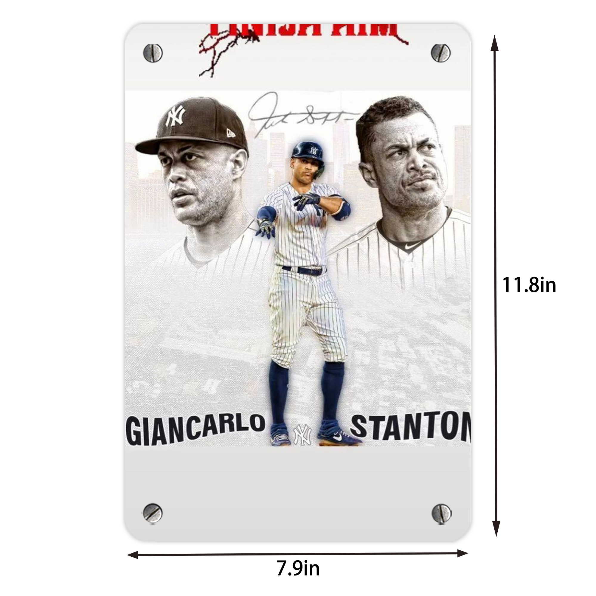 Giancarlo Stanton 11 Metal Tin Sign 8x12inch - High-Quality Full-Print Decorative Wall Art, Durable Rust-Resistant Metal Plaque For Living Room, Bedroom, Kitchen, Office, Bar Décor