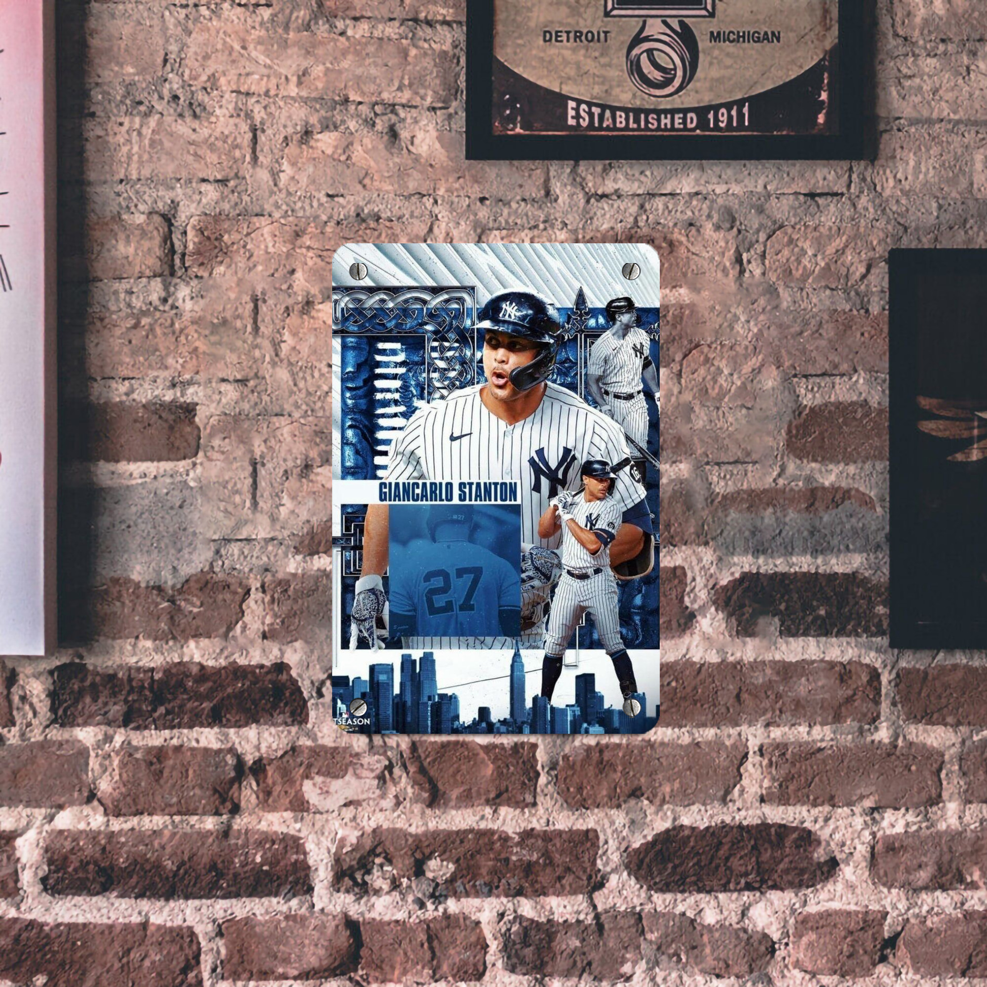 Giancarlo Stanton 17 Metal Tin Sign 8x12inch - High-Quality Full-Print Decorative Wall Art, Durable Rust-Resistant Metal Plaque For Living Room, Bedroom, Kitchen, Office, Bar Décor