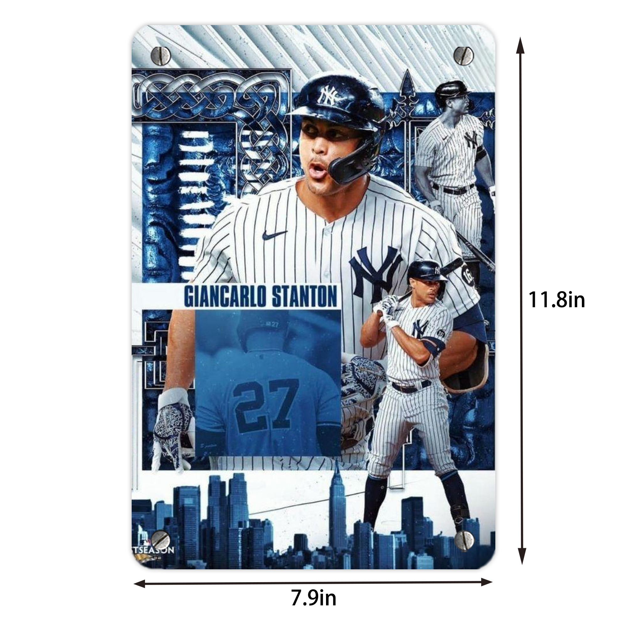 Giancarlo Stanton 17 Metal Tin Sign 8x12inch - High-Quality Full-Print Decorative Wall Art, Durable Rust-Resistant Metal Plaque For Living Room, Bedroom, Kitchen, Office, Bar Décor