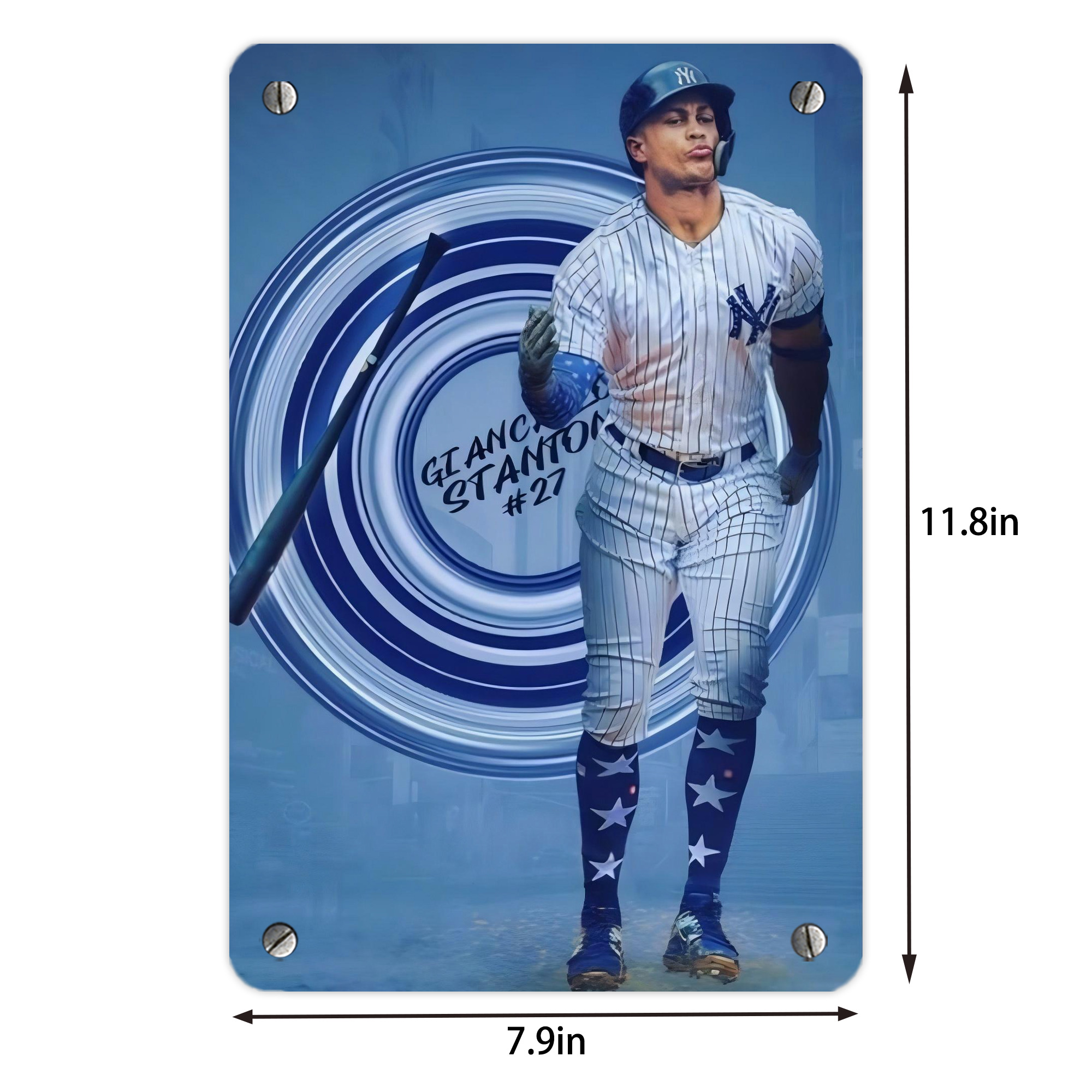 Giancarlo Stanton 16 Metal Tin Sign 8x12inch - High-Quality Full-Print Decorative Wall Art, Durable Rust-Resistant Metal Plaque For Living Room, Bedroom, Kitchen, Office, Bar Décor