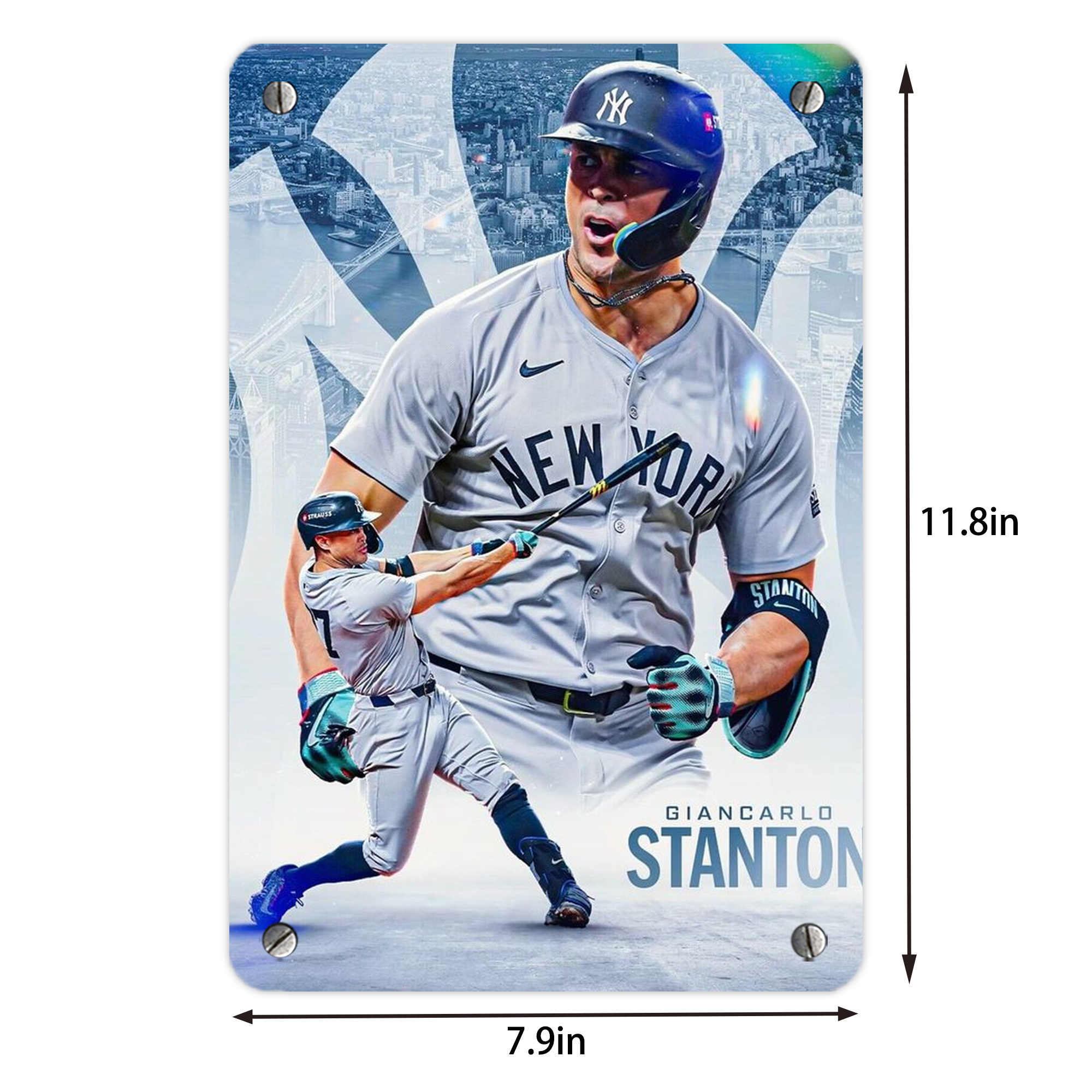 Giancarlo Stanton 24 Metal Tin Sign 8x12inch - High-Quality Full-Print Decorative Wall Art, Durable Rust-Resistant Metal Plaque For Living Room, Bedroom, Kitchen, Office, Bar Décor