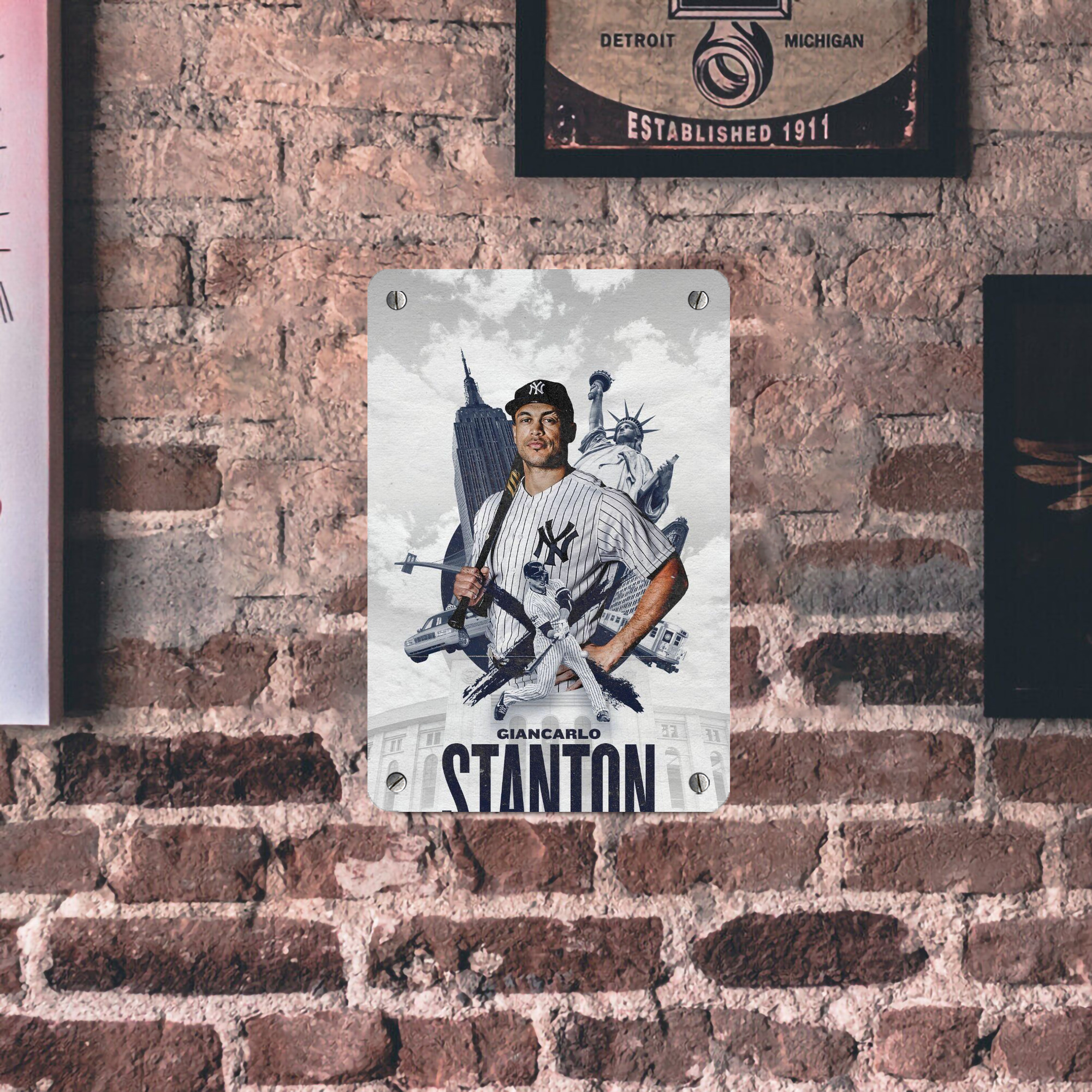 Giancarlo Stanton 23 Metal Tin Sign 8x12inch - High-Quality Full-Print Decorative Wall Art, Durable Rust-Resistant Metal Plaque For Living Room, Bedroom, Kitchen, Office, Bar Décor
