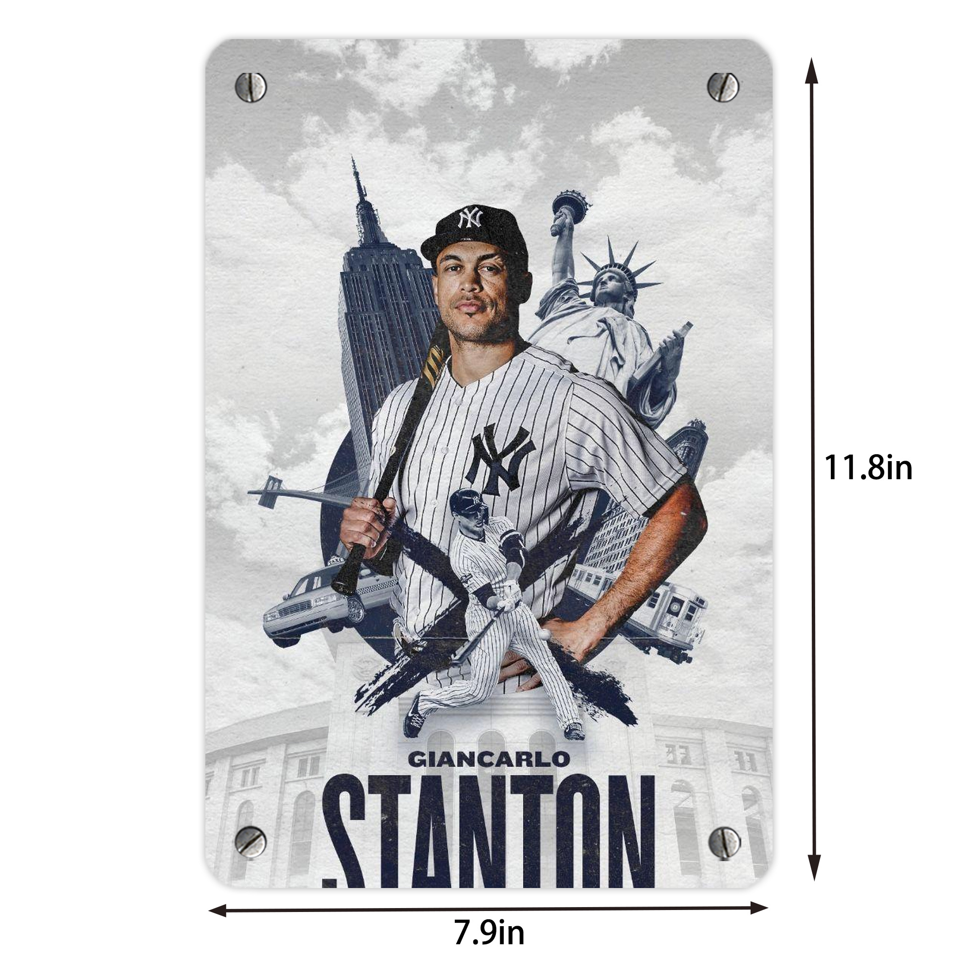 Giancarlo Stanton 23 Metal Tin Sign 8x12inch - High-Quality Full-Print Decorative Wall Art, Durable Rust-Resistant Metal Plaque For Living Room, Bedroom, Kitchen, Office, Bar Décor