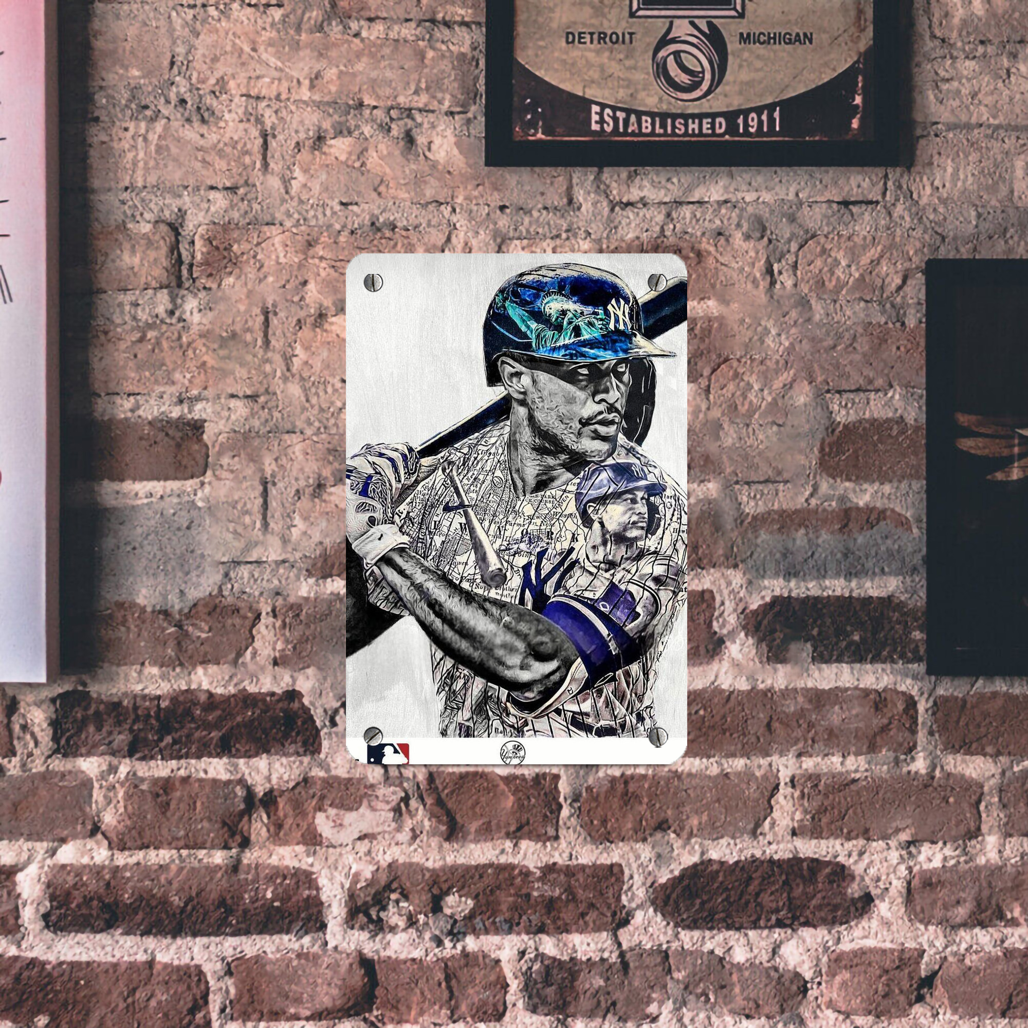 Giancarlo Stanton 28 Metal Tin Sign 8x12inch - High-Quality Full-Print Decorative Wall Art, Durable Rust-Resistant Metal Plaque For Living Room, Bedroom, Kitchen, Office, Bar Décor