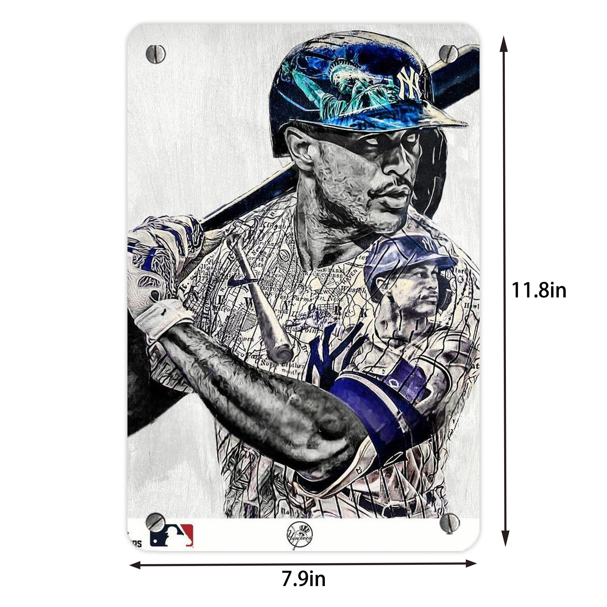 Giancarlo Stanton 28 Metal Tin Sign 8x12inch - High-Quality Full-Print Decorative Wall Art, Durable Rust-Resistant Metal Plaque For Living Room, Bedroom, Kitchen, Office, Bar Décor