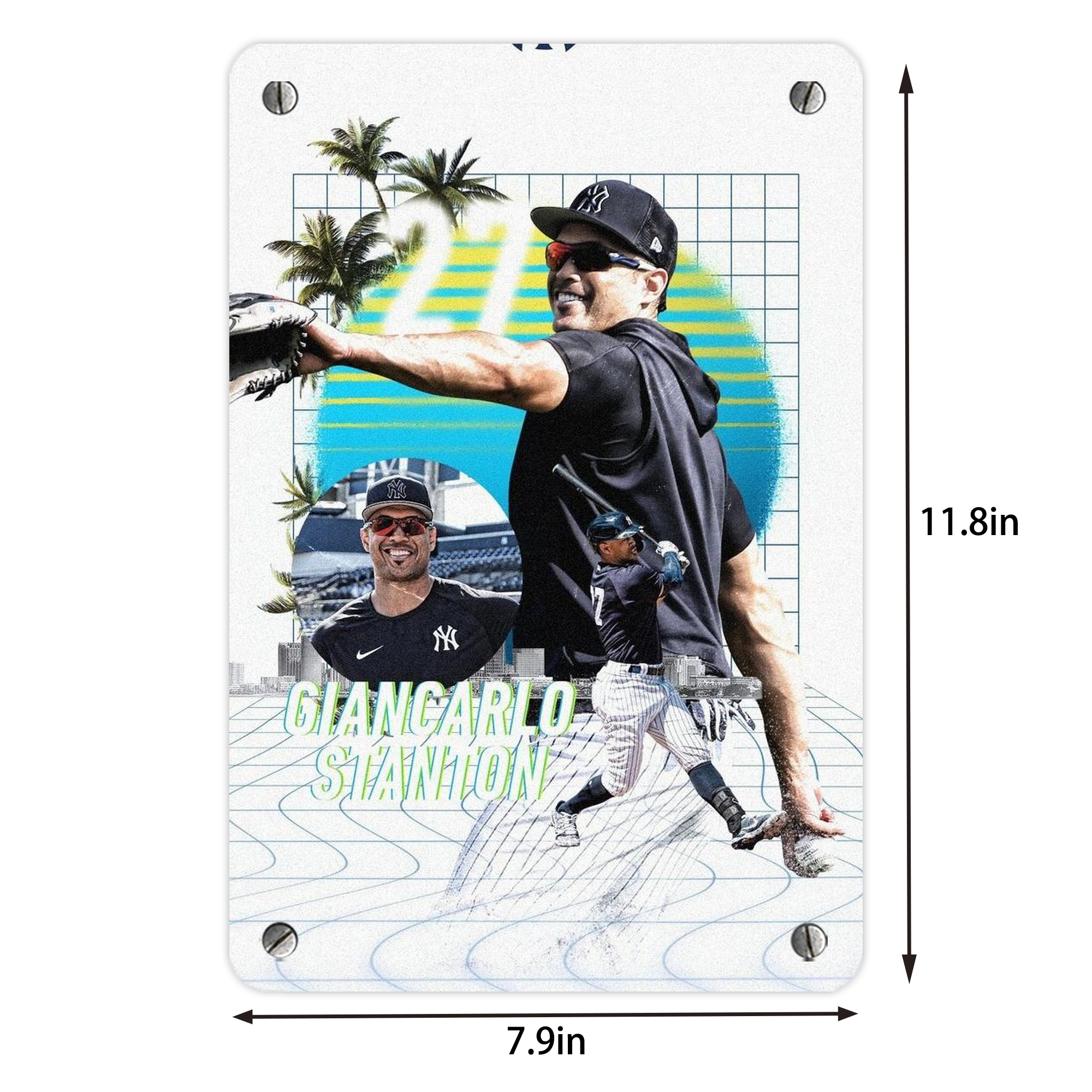 Giancarlo Stanton 30 Metal Tin Sign 8x12inch - High-Quality Full-Print Decorative Wall Art, Durable Rust-Resistant Metal Plaque For Living Room, Bedroom, Kitchen, Office, Bar Décor