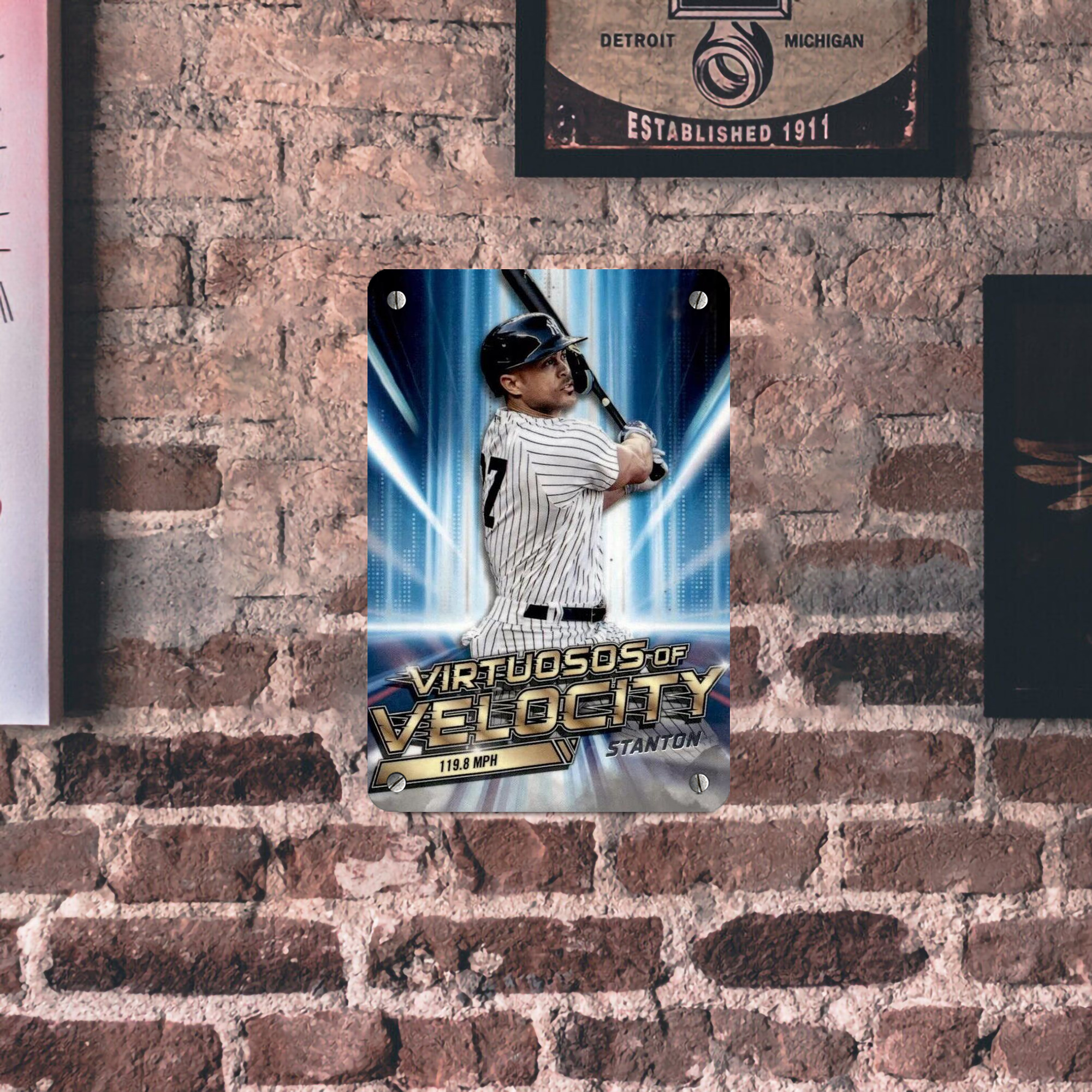 Giancarlo Stanton 33 Metal Tin Sign 8x12inch - High-Quality Full-Print Decorative Wall Art, Durable Rust-Resistant Metal Plaque For Living Room, Bedroom, Kitchen, Office, Bar Décor