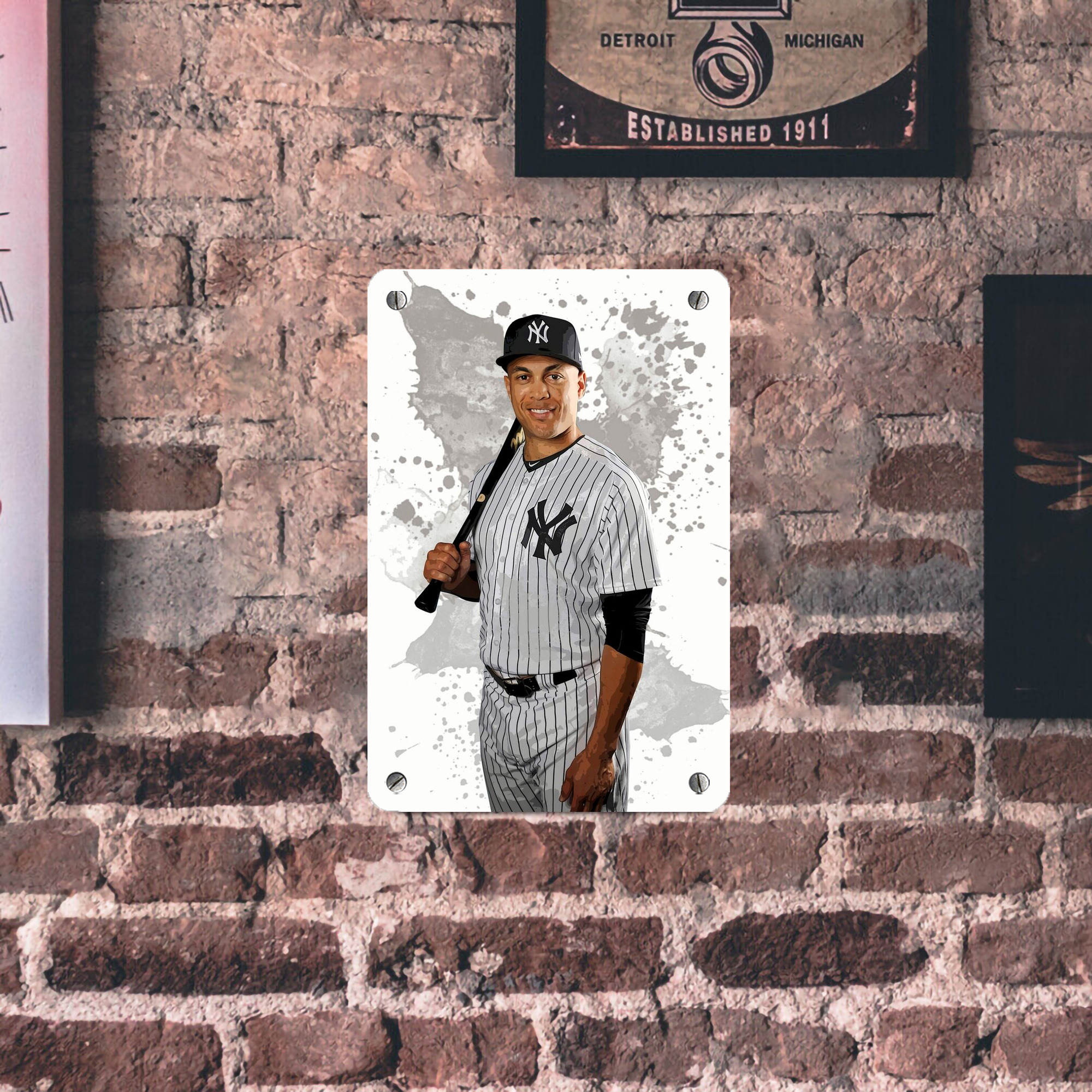 Giancarlo Stanton 32 Metal Tin Sign 8x12inch - High-Quality Full-Print Decorative Wall Art, Durable Rust-Resistant Metal Plaque For Living Room, Bedroom, Kitchen, Office, Bar Décor