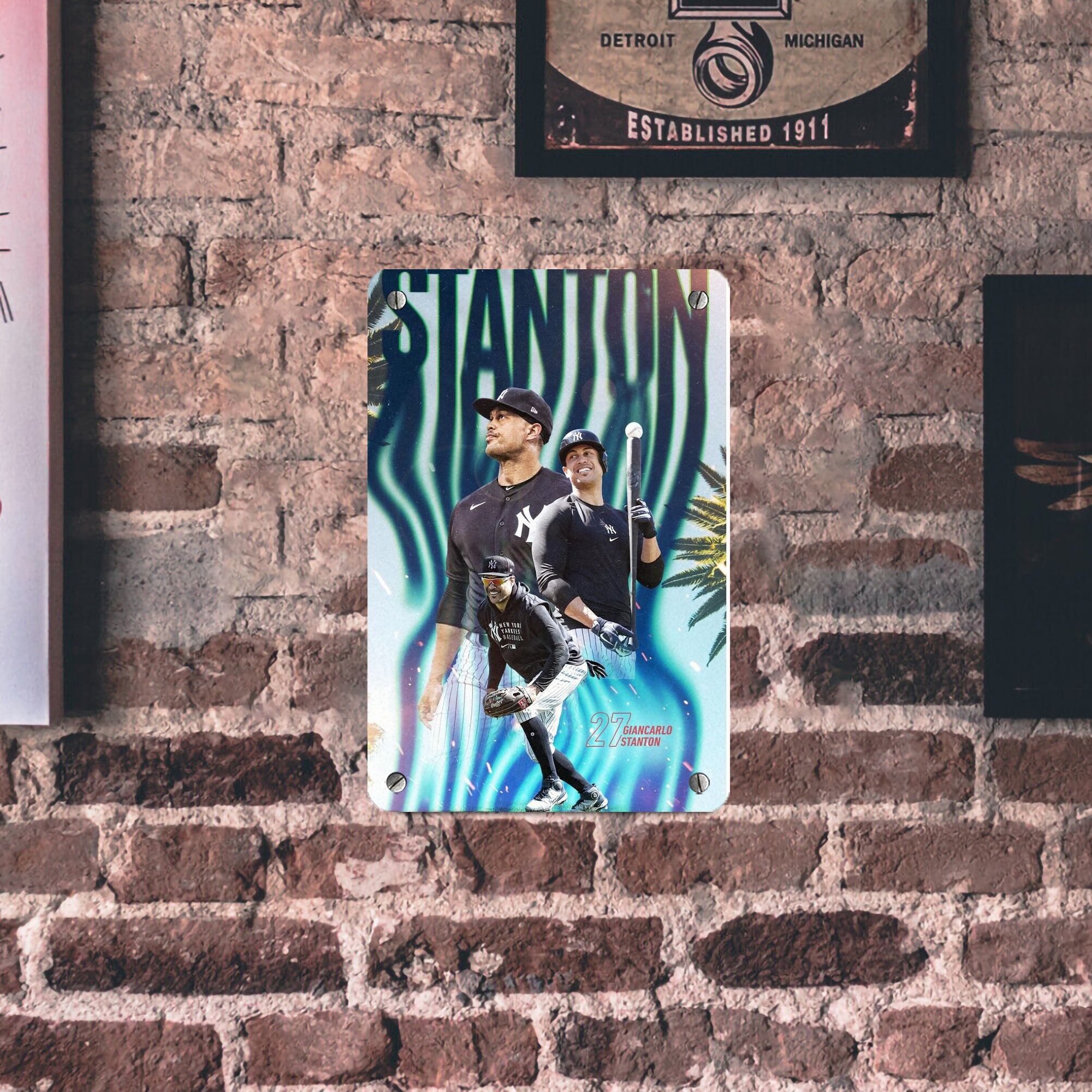 Giancarlo Stanton 31 Metal Tin Sign 8x12inch - High-Quality Full-Print Decorative Wall Art, Durable Rust-Resistant Metal Plaque For Living Room, Bedroom, Kitchen, Office, Bar Décor