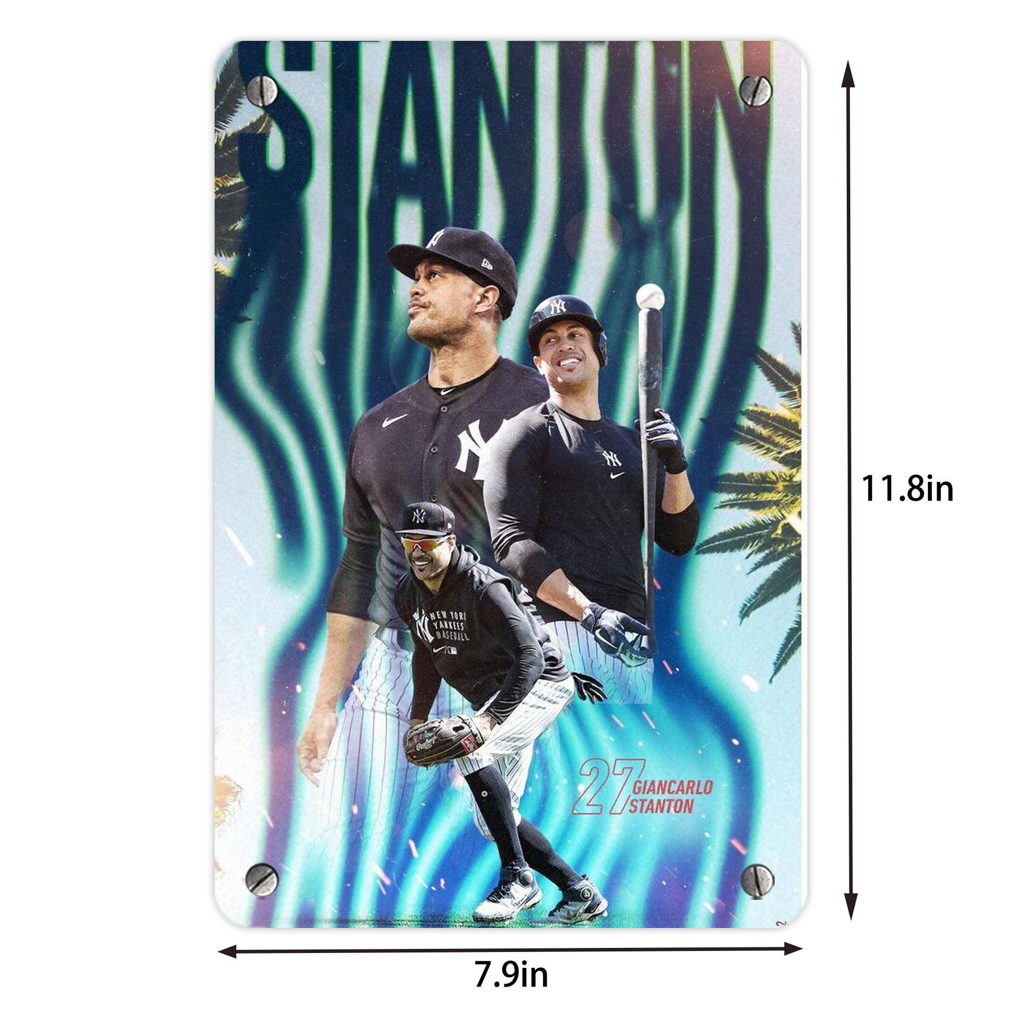 Giancarlo Stanton 31 Metal Tin Sign 8x12inch - High-Quality Full-Print Decorative Wall Art, Durable Rust-Resistant Metal Plaque For Living Room, Bedroom, Kitchen, Office, Bar Décor