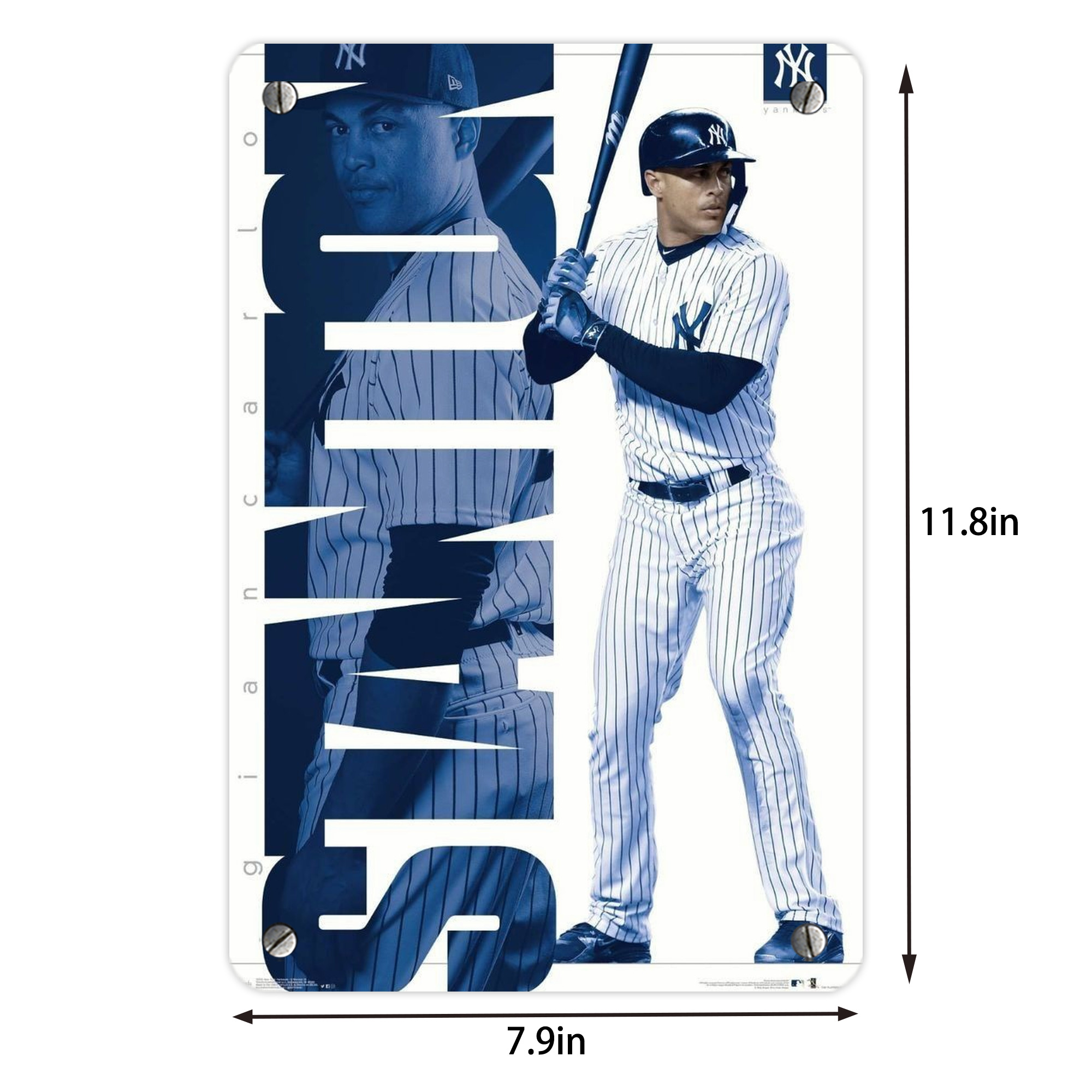 Giancarlo Stanton 34 Metal Tin Sign 8x12inch - High-Quality Full-Print Decorative Wall Art, Durable Rust-Resistant Metal Plaque For Living Room, Bedroom, Kitchen, Office, Bar Décor