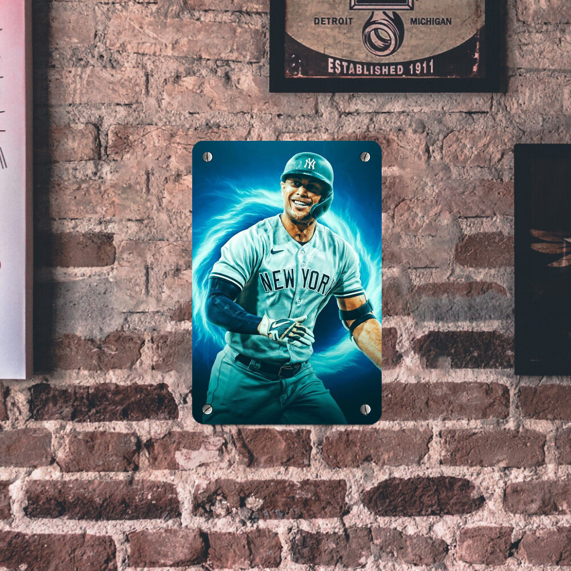 Giancarlo Stanton 35 Metal Tin Sign 8x12inch - High-Quality Full-Print Decorative Wall Art, Durable Rust-Resistant Metal Plaque For Living Room, Bedroom, Kitchen, Office, Bar Décor