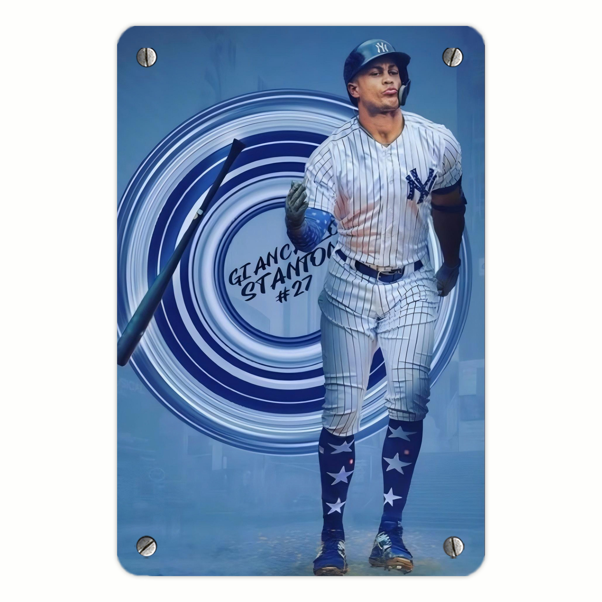 Giancarlo Stanton 16 Metal Tin Sign 8x12inch - High-Quality Full-Print Decorative Wall Art, Durable Rust-Resistant Metal Plaque For Living Room, Bedroom, Kitchen, Office, Bar Décor