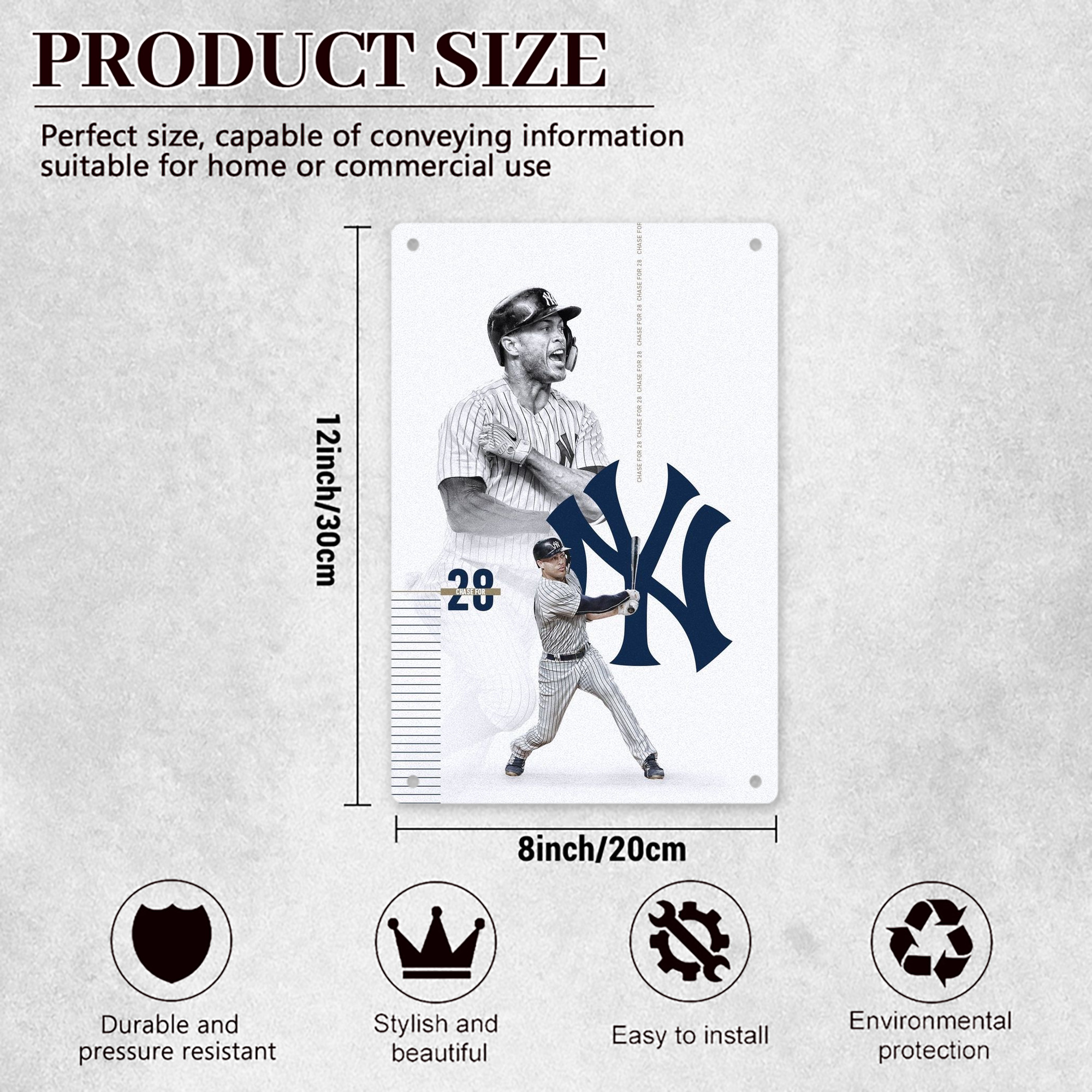 Giancarlo Stanton 10 8x12inch Vertical Aluminum Sign - Durable Fade-Resistant Indoor/Outdoor Safety & Information Plaque For Office, Hotel, Restaurant, Bar, Public Spaces