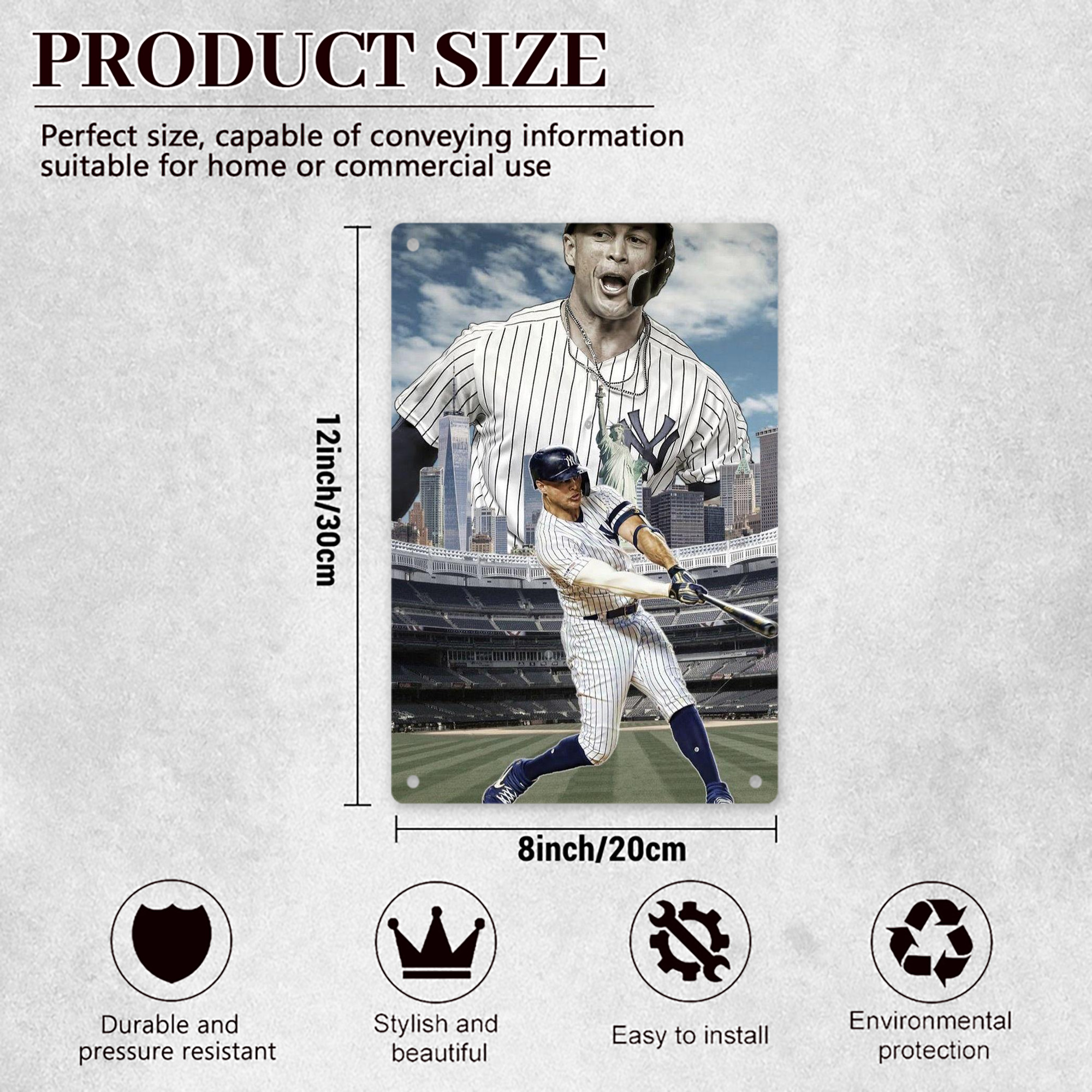 Giancarlo Stanton 14 8x12inch Vertical Aluminum Sign - Durable Fade-Resistant Indoor/Outdoor Safety & Information Plaque For Office, Hotel, Restaurant, Bar, Public Spaces