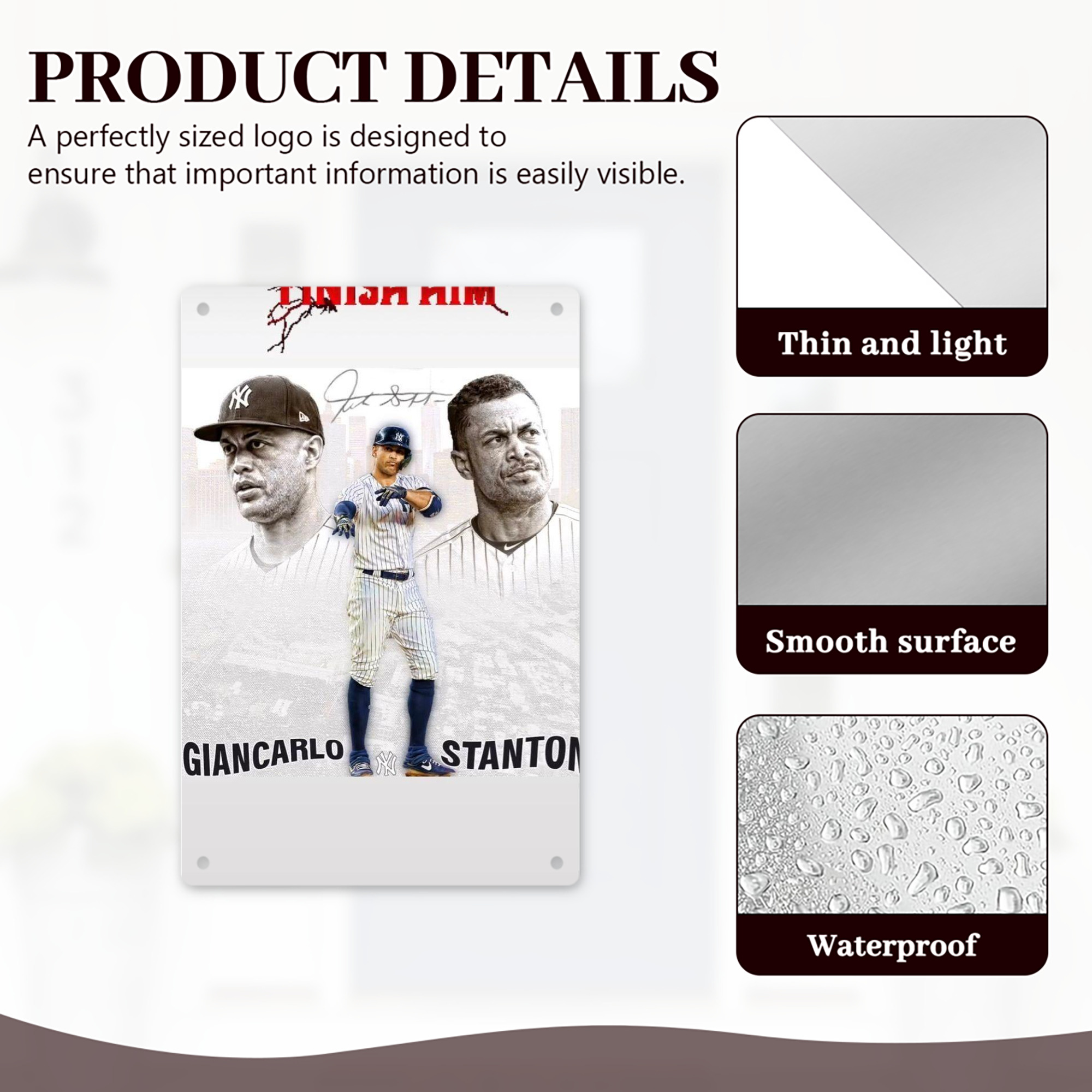 Giancarlo Stanton 11 8x12inch Vertical Aluminum Sign - Durable Fade-Resistant Indoor/Outdoor Safety & Information Plaque For Office, Hotel, Restaurant, Bar, Public Spaces