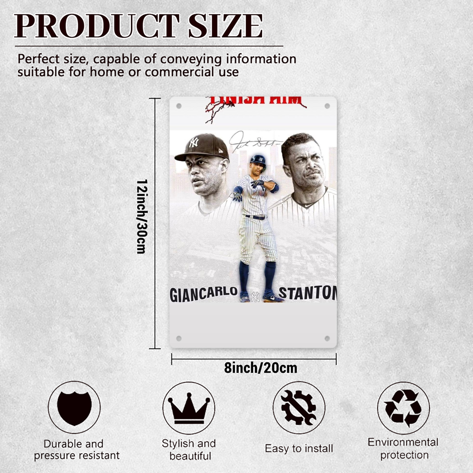Giancarlo Stanton 11 8x12inch Vertical Aluminum Sign - Durable Fade-Resistant Indoor/Outdoor Safety & Information Plaque For Office, Hotel, Restaurant, Bar, Public Spaces