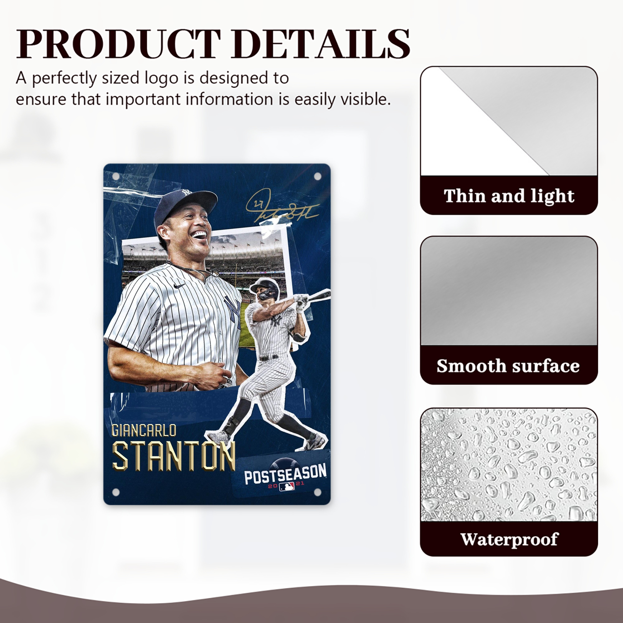 Giancarlo Stanton 18 8x12inch Vertical Aluminum Sign - Durable Fade-Resistant Indoor/Outdoor Safety & Information Plaque For Office, Hotel, Restaurant, Bar, Public Spaces