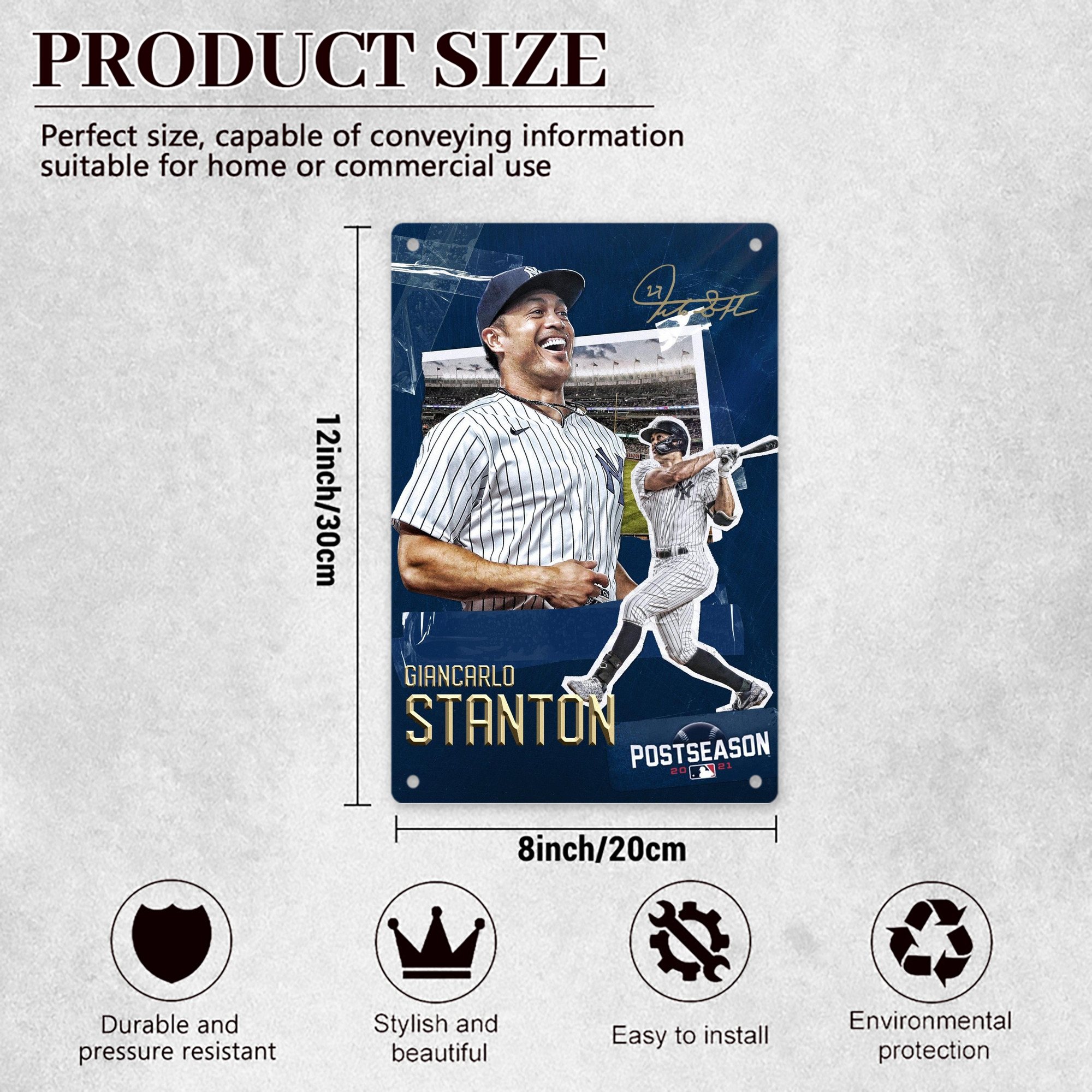 Giancarlo Stanton 18 8x12inch Vertical Aluminum Sign - Durable Fade-Resistant Indoor/Outdoor Safety & Information Plaque For Office, Hotel, Restaurant, Bar, Public Spaces