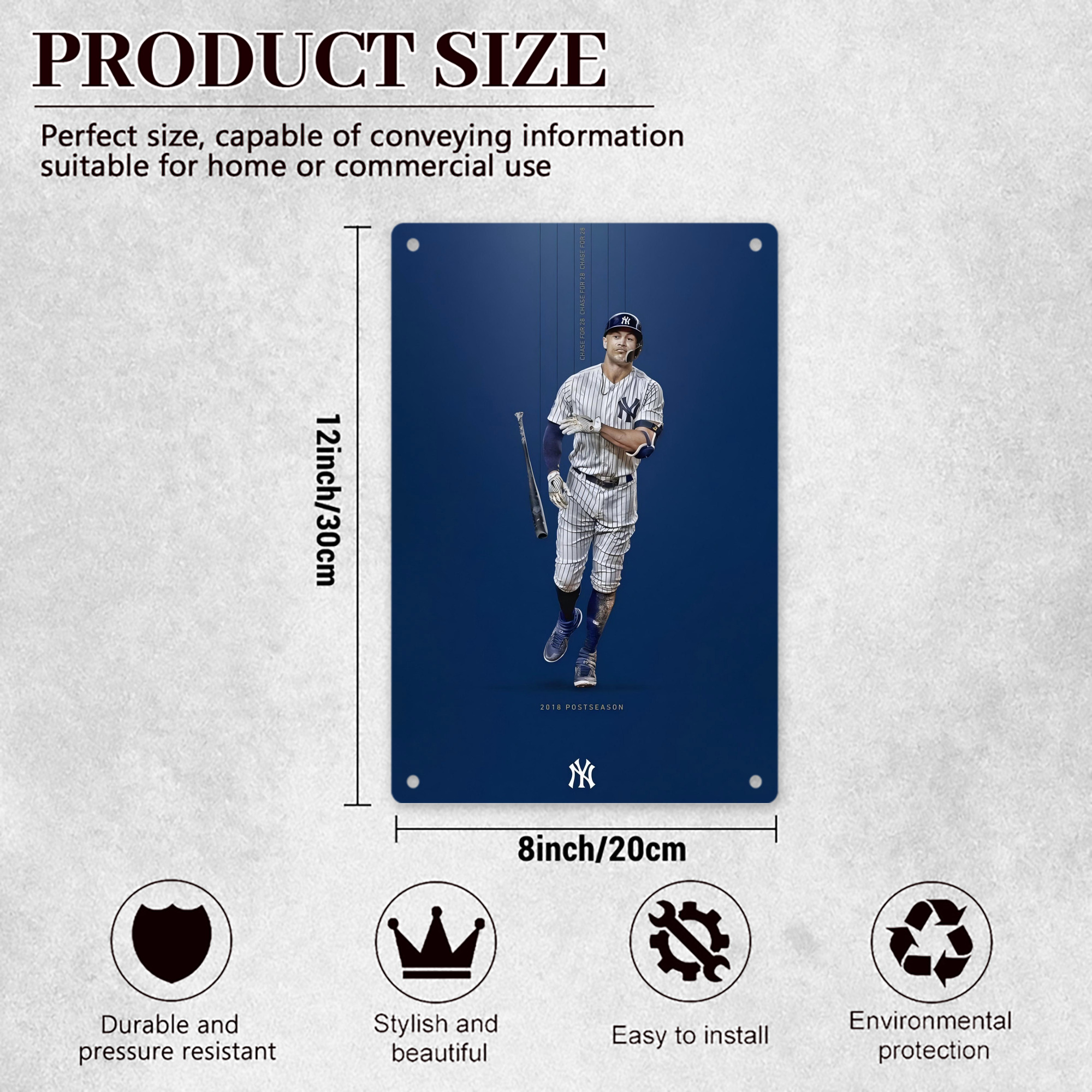 Giancarlo Stanton 12 8x12inch Vertical Aluminum Sign - Durable Fade-Resistant Indoor/Outdoor Safety & Information Plaque For Office, Hotel, Restaurant, Bar, Public Spaces