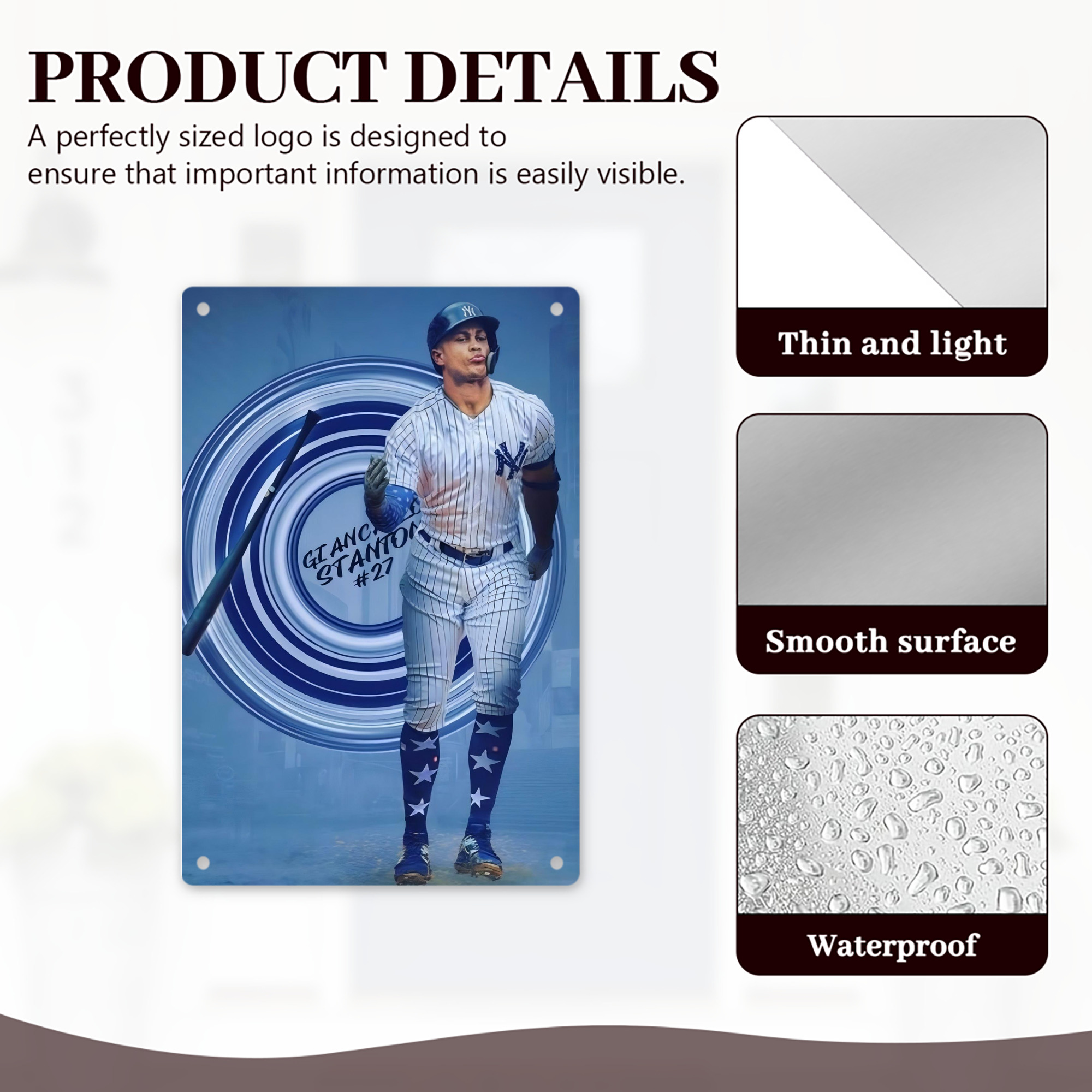 Giancarlo Stanton 16 8x12inch Vertical Aluminum Sign - Durable Fade-Resistant Indoor/Outdoor Safety & Information Plaque For Office, Hotel, Restaurant, Bar, Public Spaces