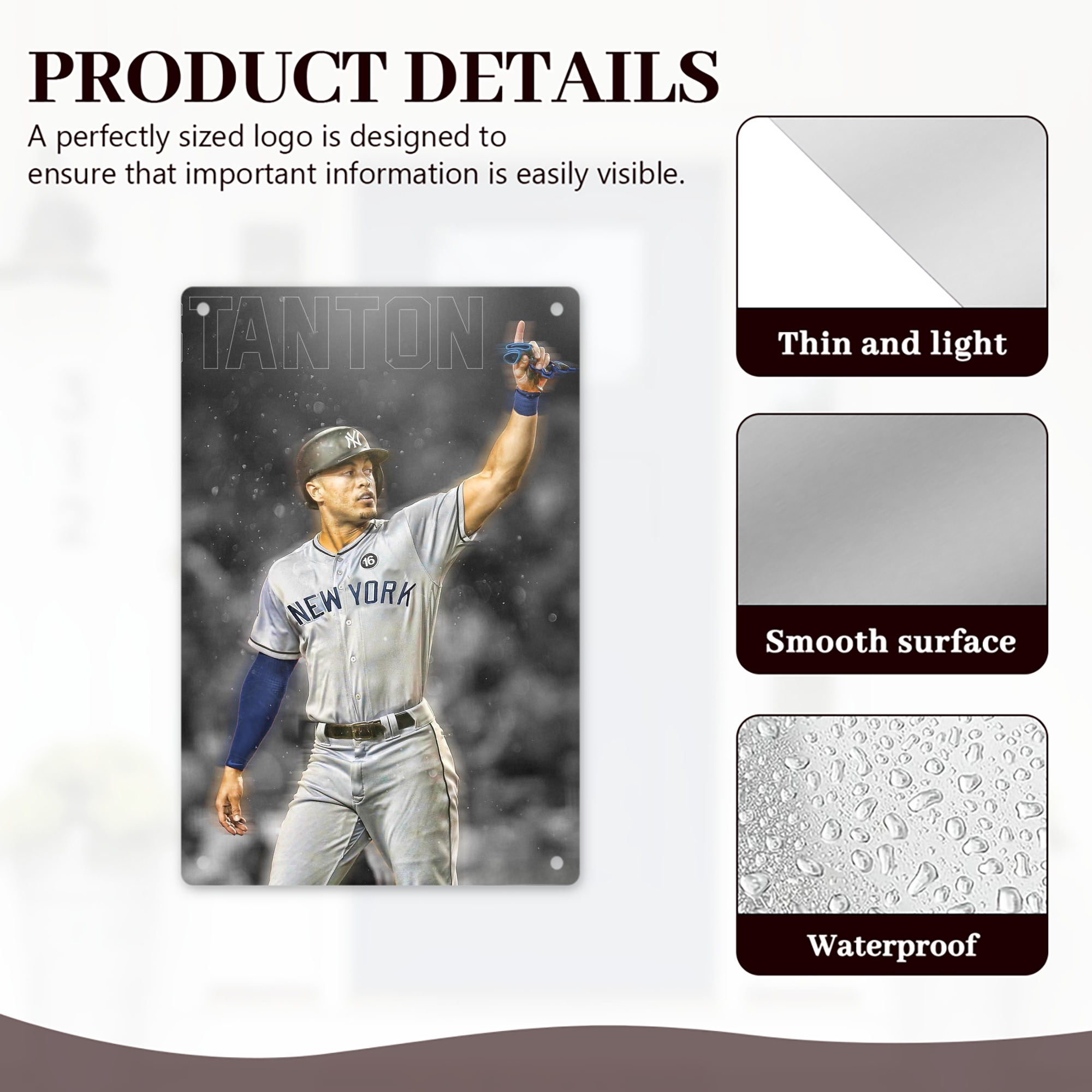 Giancarlo Stanton 25 8x12inch Vertical Aluminum Sign - Durable Fade-Resistant Indoor/Outdoor Safety & Information Plaque For Office, Hotel, Restaurant, Bar, Public Spaces