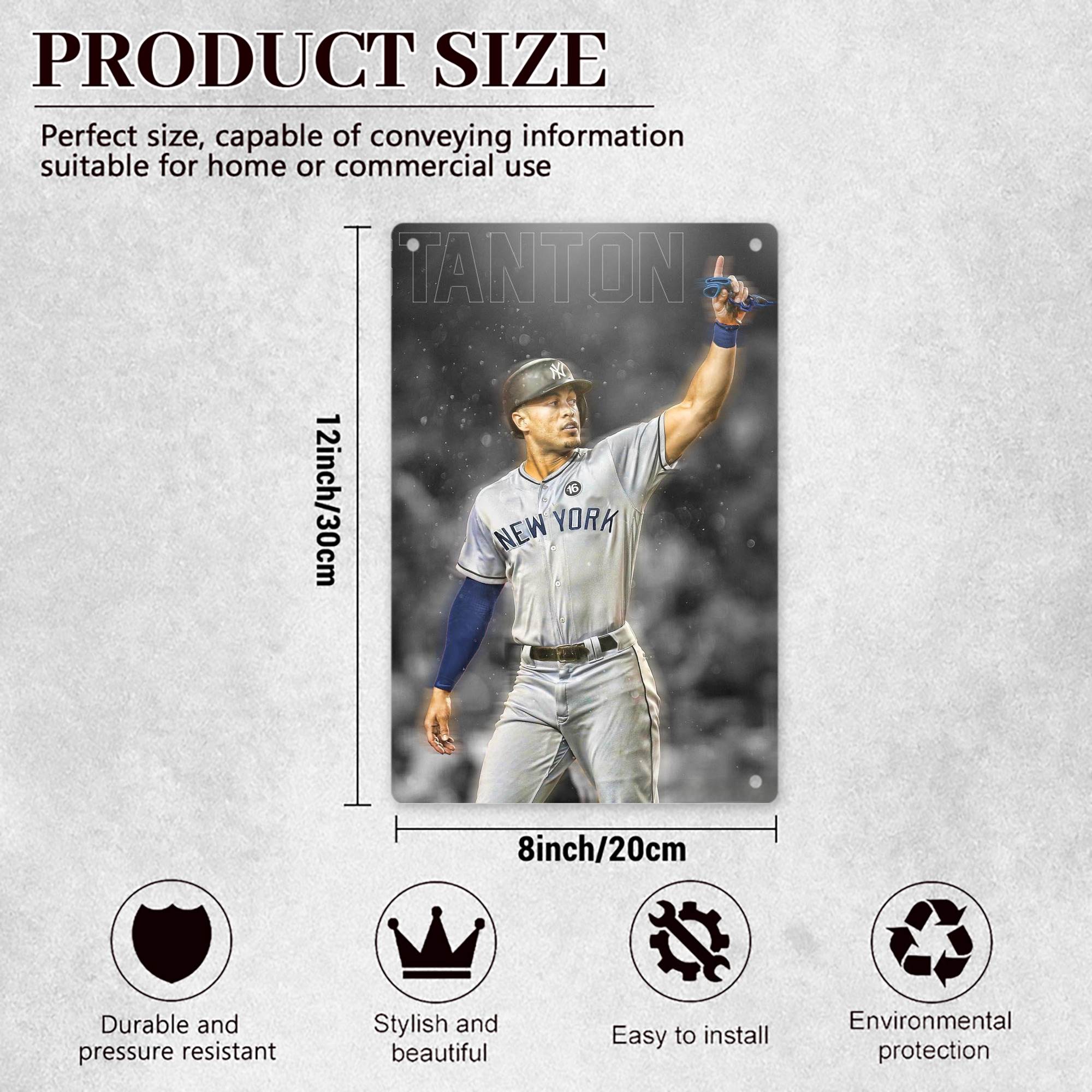 Giancarlo Stanton 25 8x12inch Vertical Aluminum Sign - Durable Fade-Resistant Indoor/Outdoor Safety & Information Plaque For Office, Hotel, Restaurant, Bar, Public Spaces