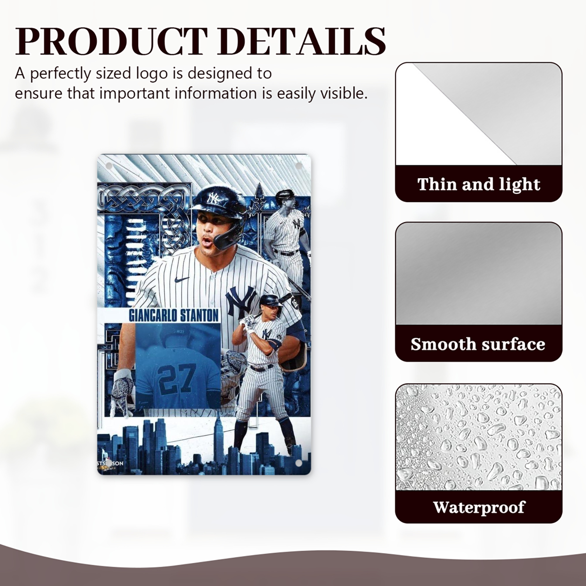 Giancarlo Stanton 17 8x12inch Vertical Aluminum Sign - Durable Fade-Resistant Indoor/Outdoor Safety & Information Plaque For Office, Hotel, Restaurant, Bar, Public Spaces