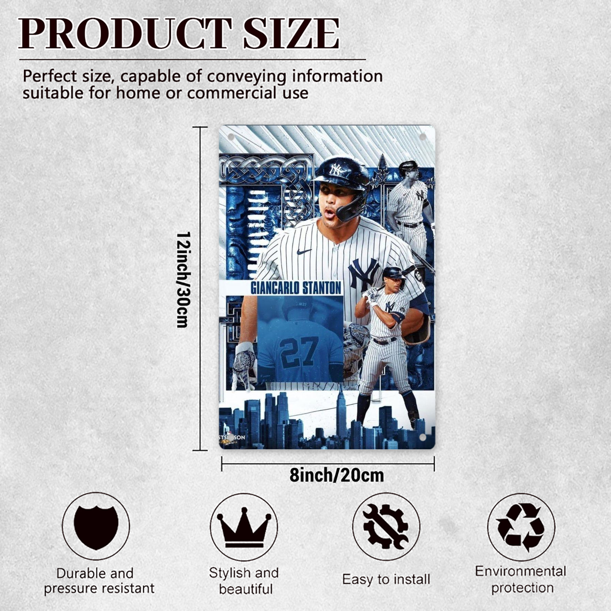 Giancarlo Stanton 17 8x12inch Vertical Aluminum Sign - Durable Fade-Resistant Indoor/Outdoor Safety & Information Plaque For Office, Hotel, Restaurant, Bar, Public Spaces