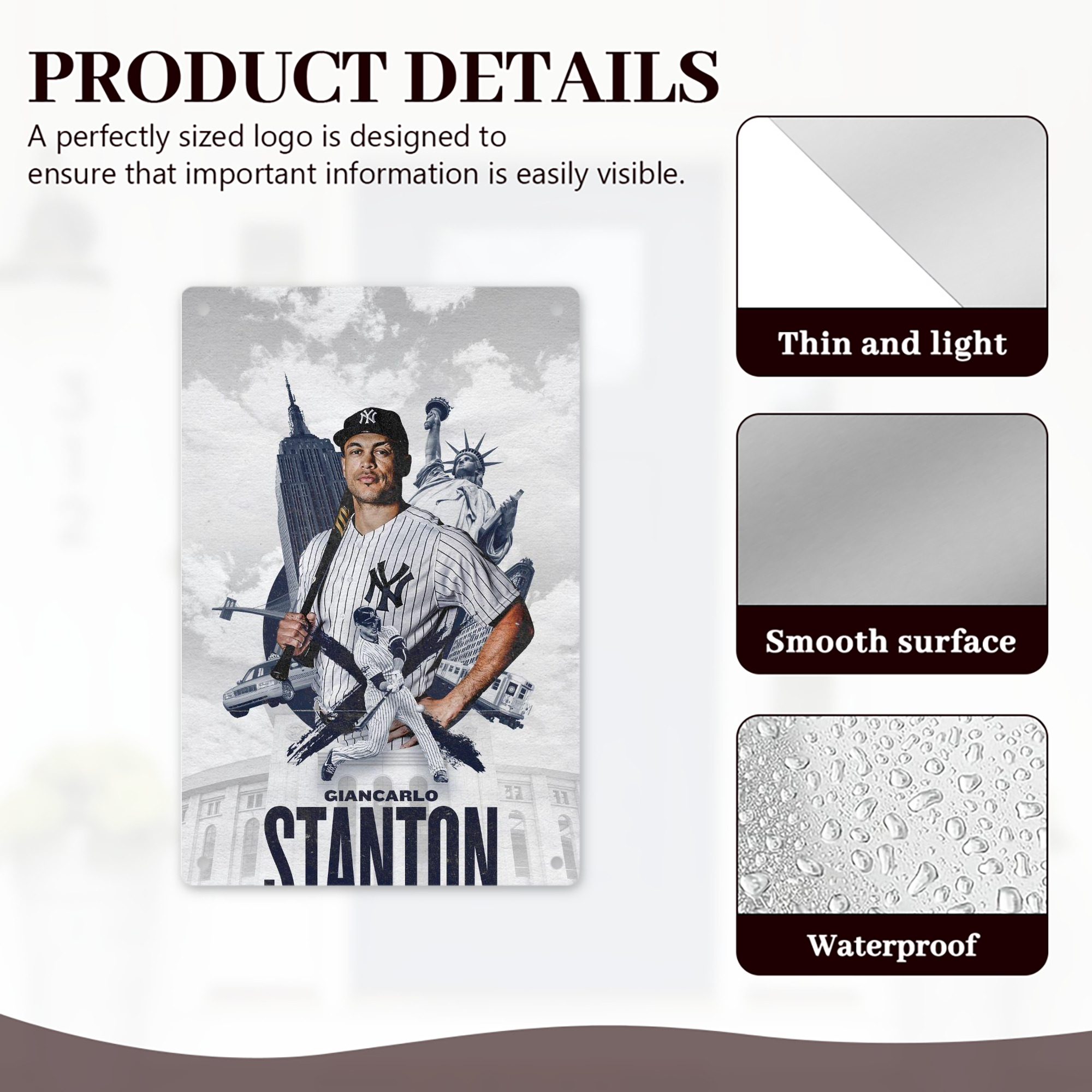 Giancarlo Stanton 23 8x12inch Vertical Aluminum Sign - Durable Fade-Resistant Indoor/Outdoor Safety & Information Plaque For Office, Hotel, Restaurant, Bar, Public Spaces