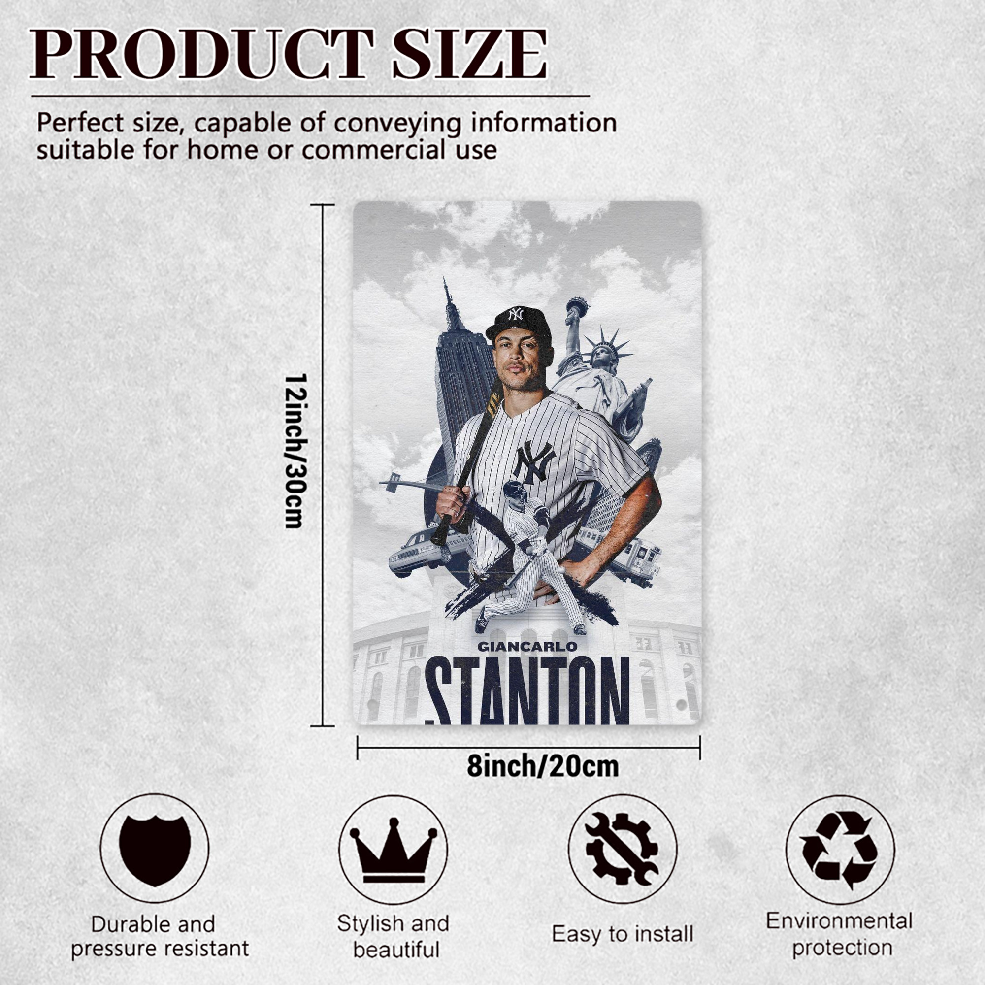 Giancarlo Stanton 23 8x12inch Vertical Aluminum Sign - Durable Fade-Resistant Indoor/Outdoor Safety & Information Plaque For Office, Hotel, Restaurant, Bar, Public Spaces