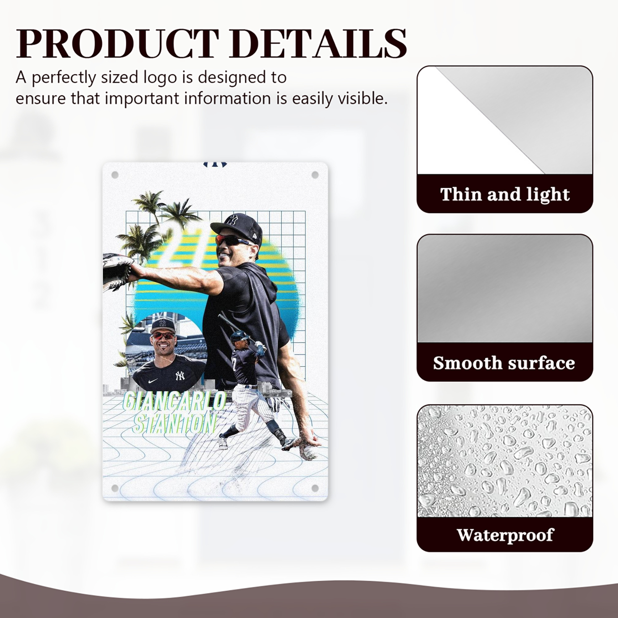 Giancarlo Stanton 30 8x12inch Vertical Aluminum Sign - Durable Fade-Resistant Indoor/Outdoor Safety & Information Plaque For Office, Hotel, Restaurant, Bar, Public Spaces