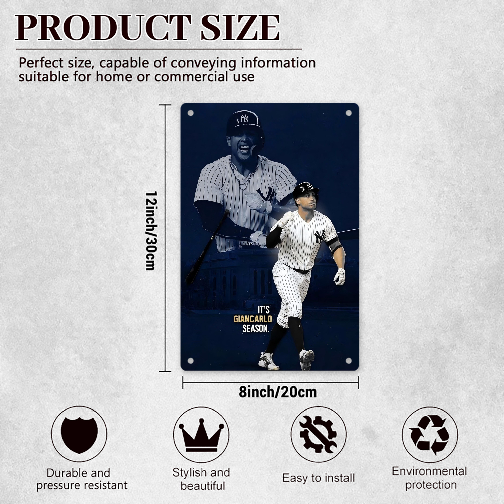 Giancarlo Stanton 29 8x12inch Vertical Aluminum Sign - Durable Fade-Resistant Indoor/Outdoor Safety & Information Plaque For Office, Hotel, Restaurant, Bar, Public Spaces