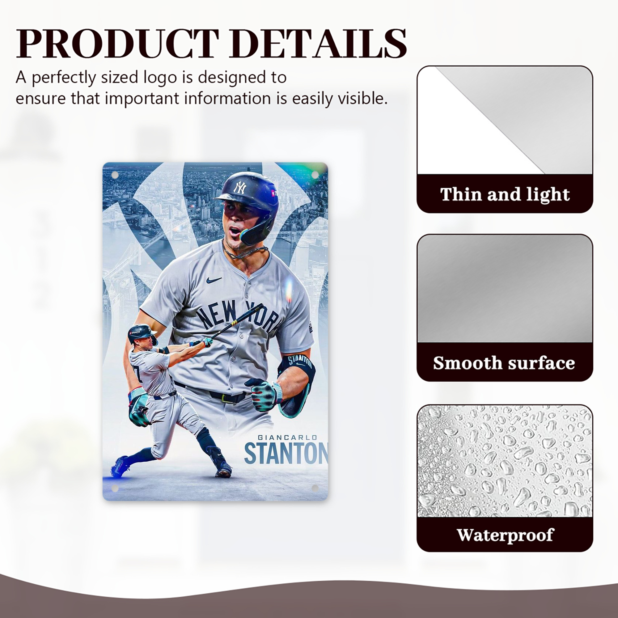 Giancarlo Stanton 24 8x12inch Vertical Aluminum Sign - Durable Fade-Resistant Indoor/Outdoor Safety & Information Plaque For Office, Hotel, Restaurant, Bar, Public Spaces