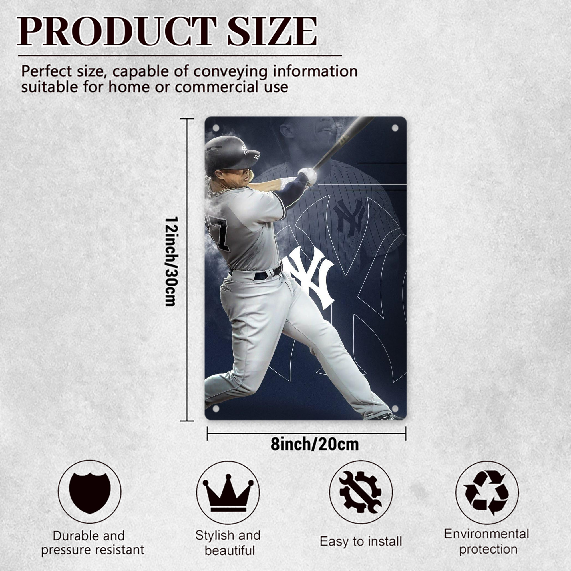 Giancarlo Stanton 27 8x12inch Vertical Aluminum Sign - Durable Fade-Resistant Indoor/Outdoor Safety & Information Plaque For Office, Hotel, Restaurant, Bar, Public Spaces