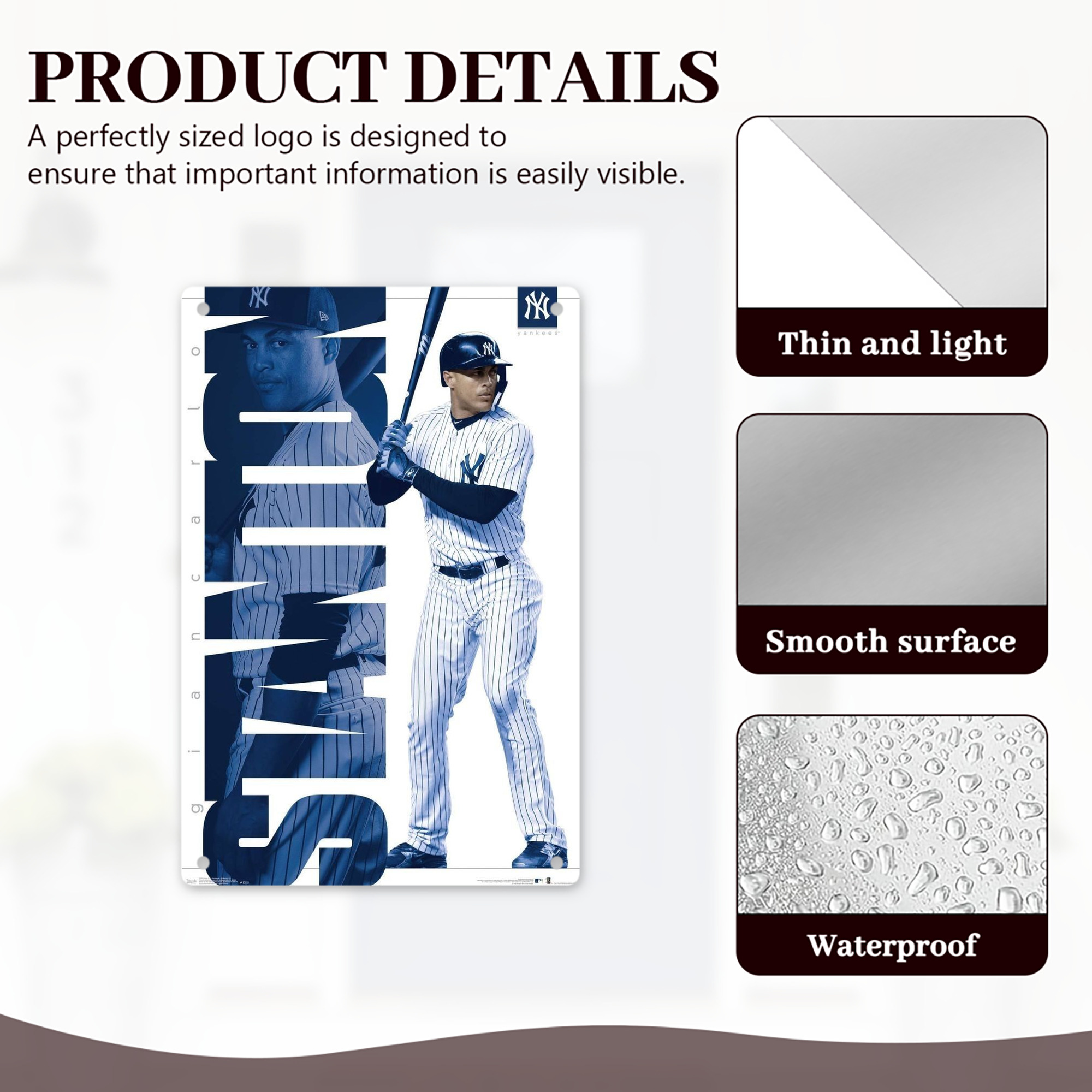 Giancarlo Stanton 34 8x12inch Vertical Aluminum Sign - Durable Fade-Resistant Indoor/Outdoor Safety & Information Plaque For Office, Hotel, Restaurant, Bar, Public Spaces