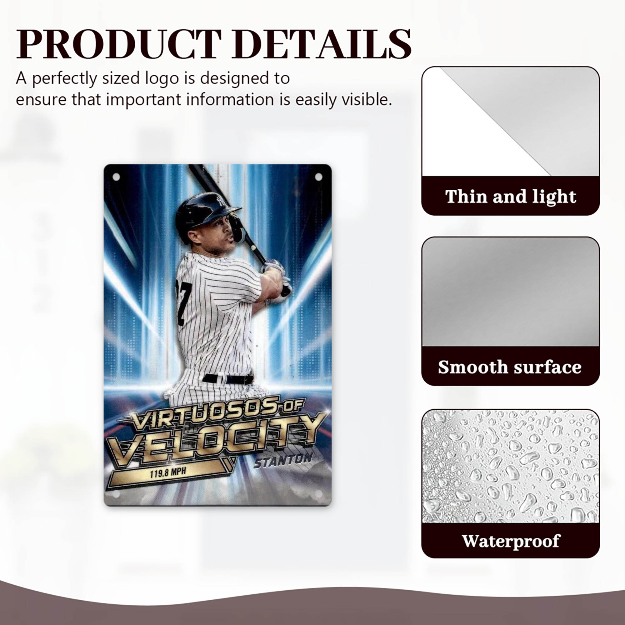 Giancarlo Stanton 33 8x12inch Vertical Aluminum Sign - Durable Fade-Resistant Indoor/Outdoor Safety & Information Plaque For Office, Hotel, Restaurant, Bar, Public Spaces