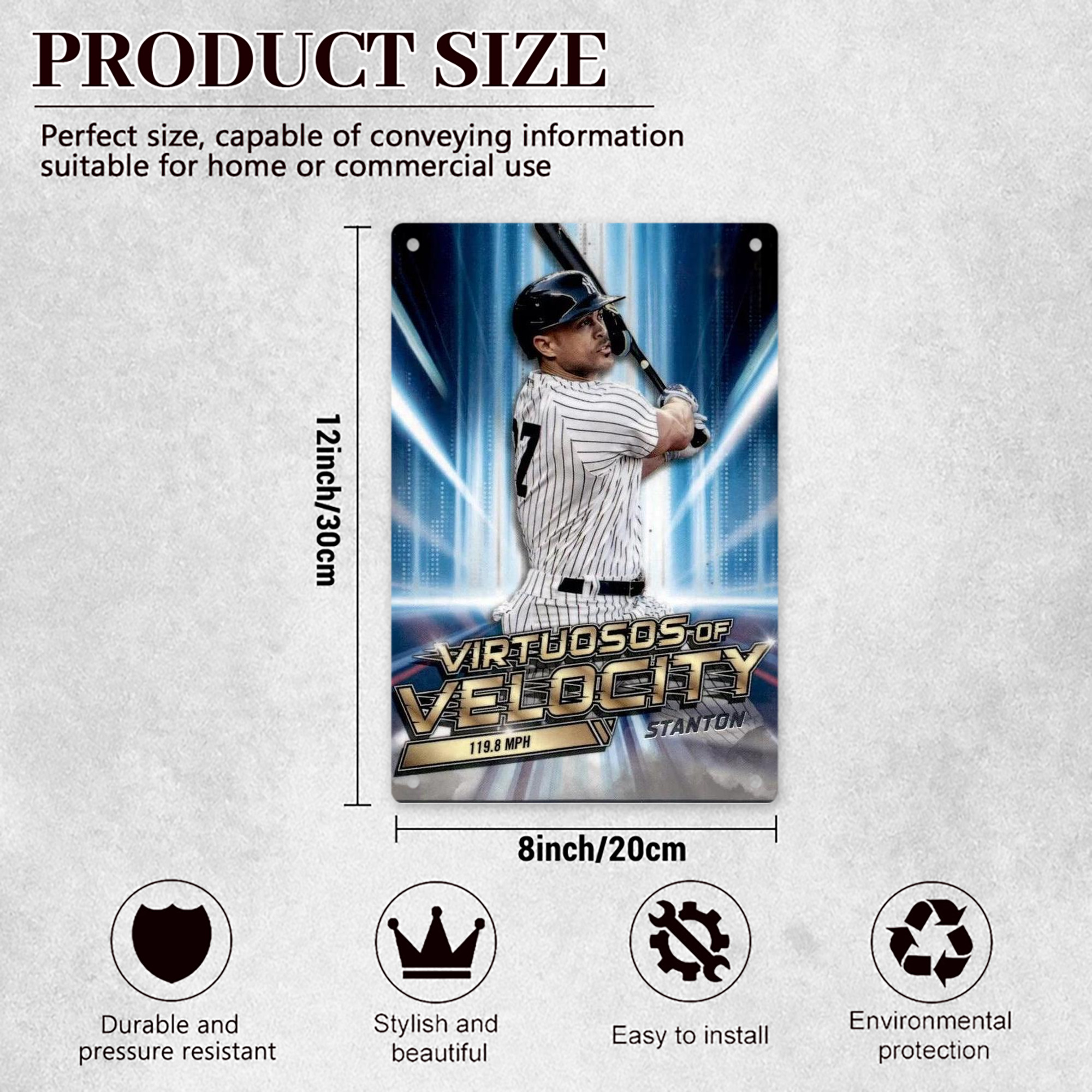 Giancarlo Stanton 33 8x12inch Vertical Aluminum Sign - Durable Fade-Resistant Indoor/Outdoor Safety & Information Plaque For Office, Hotel, Restaurant, Bar, Public Spaces