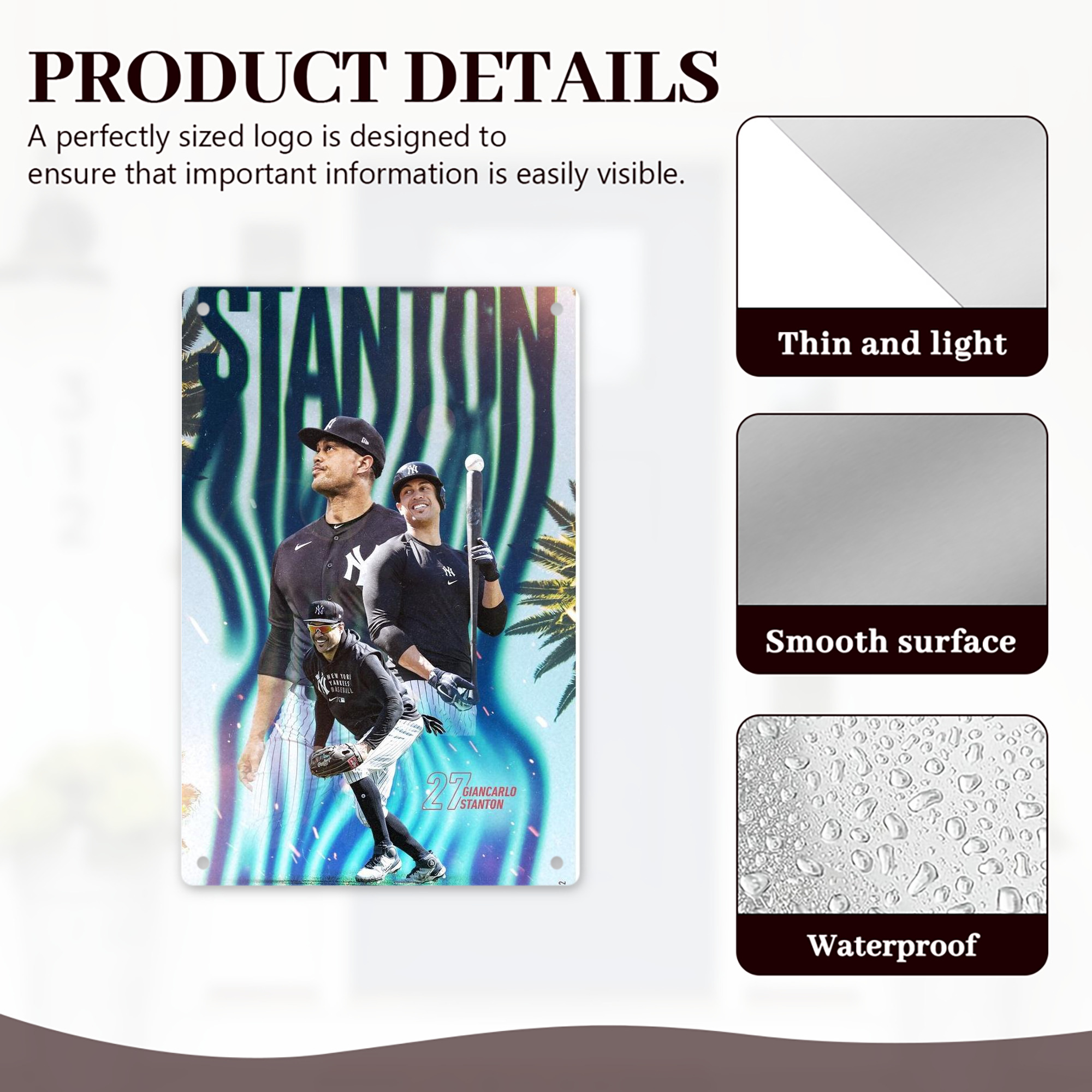 Giancarlo Stanton 31 8x12inch Vertical Aluminum Sign - Durable Fade-Resistant Indoor/Outdoor Safety & Information Plaque For Office, Hotel, Restaurant, Bar, Public Spaces