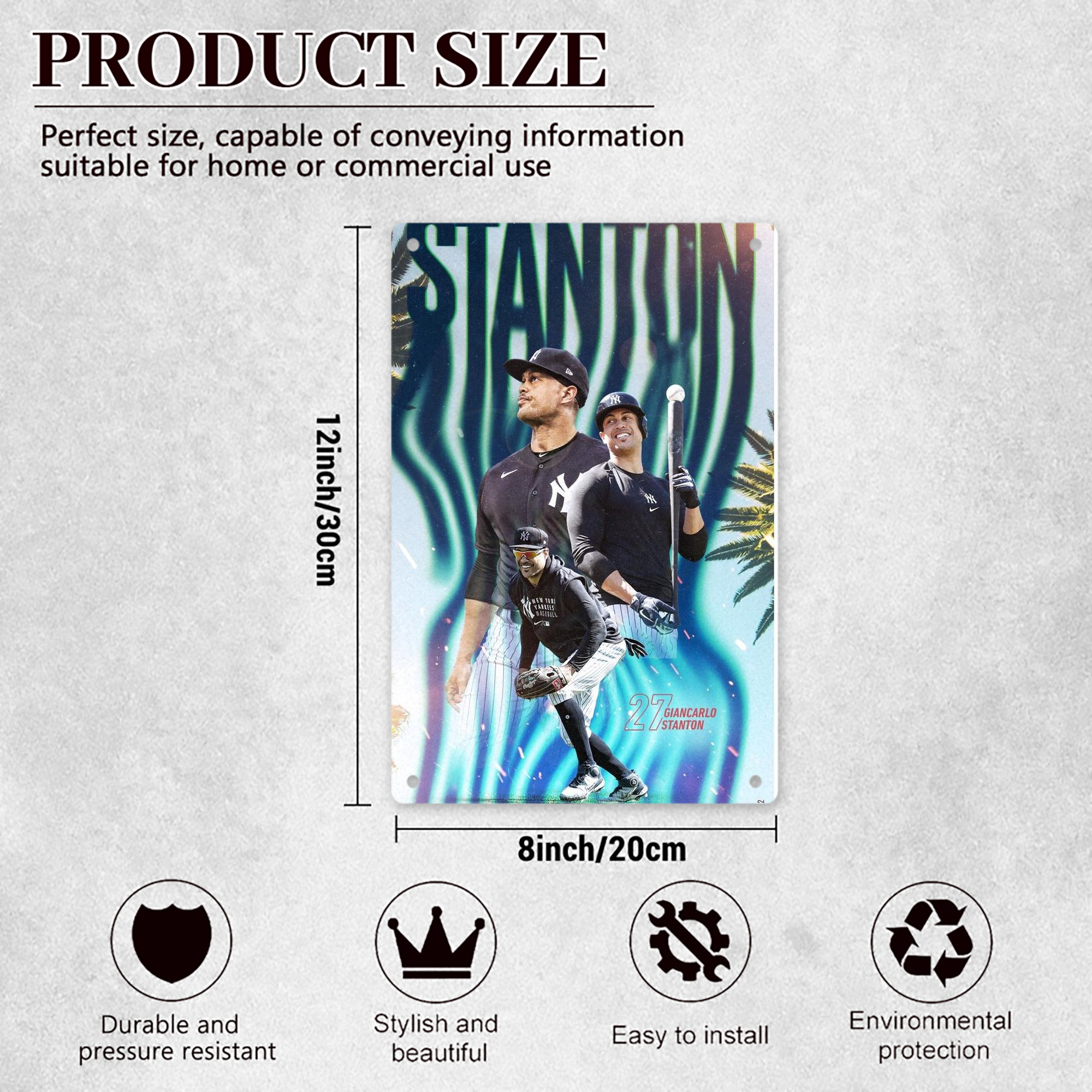 Giancarlo Stanton 31 8x12inch Vertical Aluminum Sign - Durable Fade-Resistant Indoor/Outdoor Safety & Information Plaque For Office, Hotel, Restaurant, Bar, Public Spaces