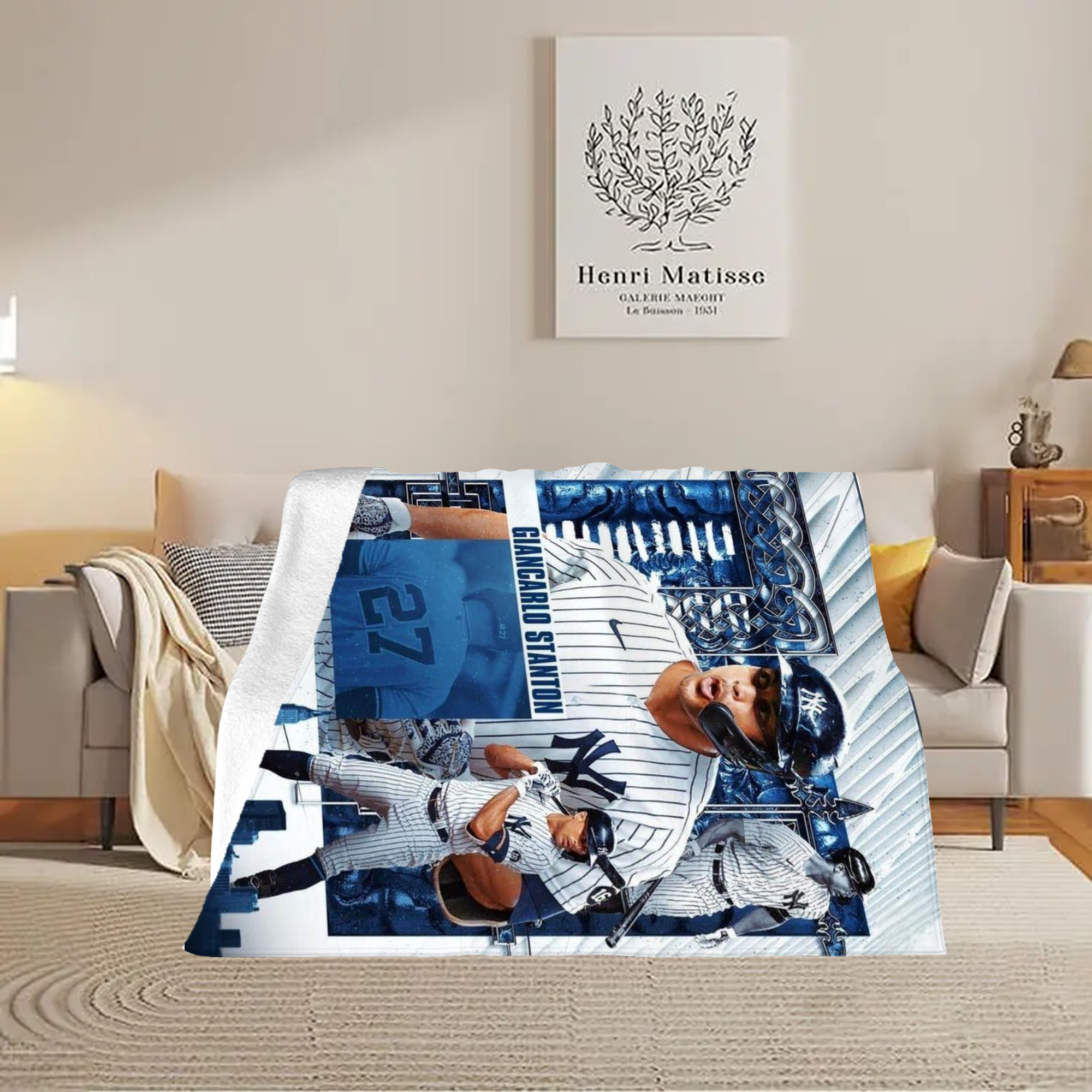 Giancarlo Stanton 17 Soft Plush Fleece Blanket 30x40 Inch - 300GSM Flannel, Ultra Soft & Warm, Lightweight & Durable, Perfect For Kids, Adults, Couch, Bed, Camping, Travel, Gift For Family & Friends