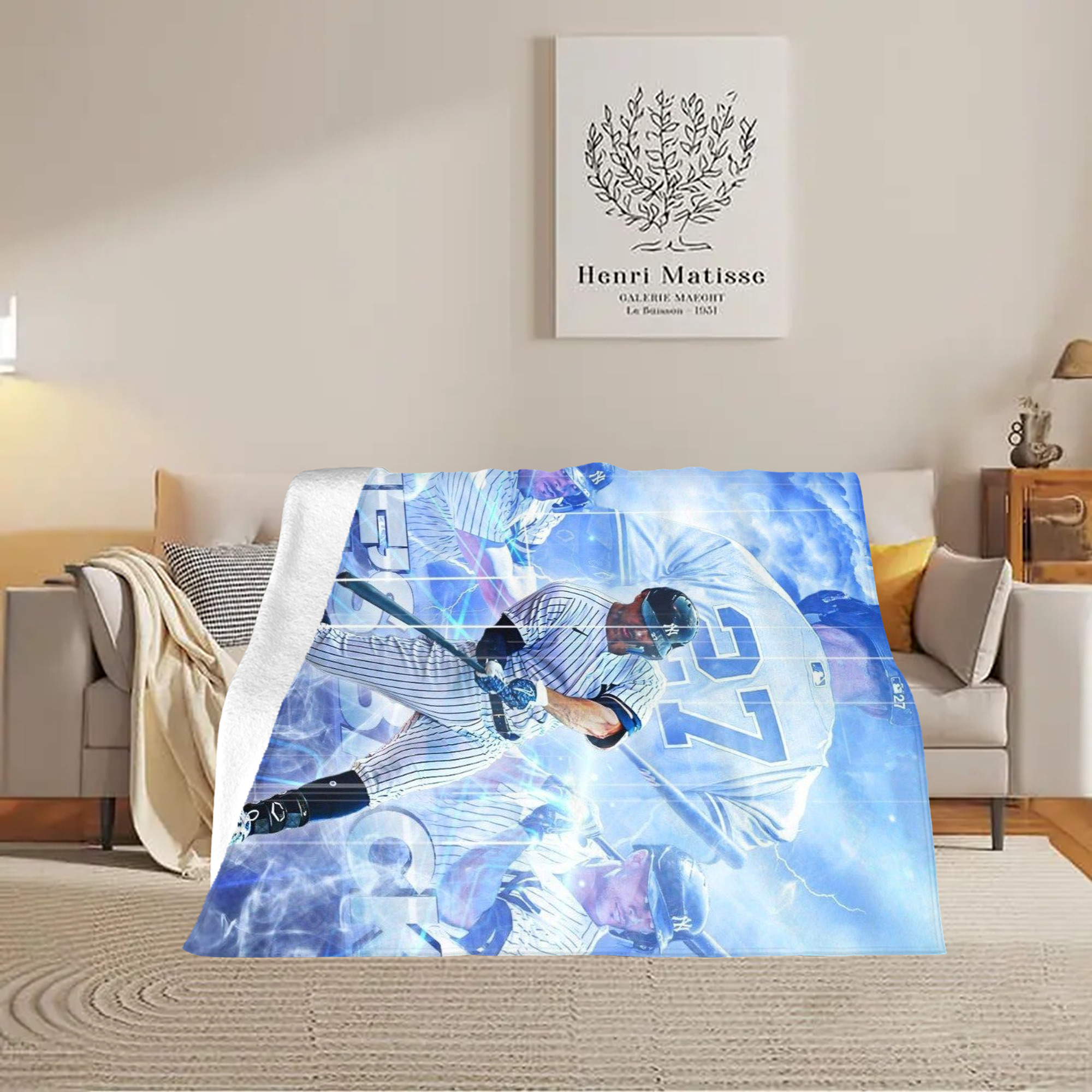 Giancarlo Stanton 26 Soft Plush Fleece Blanket 30x40 Inch - 300GSM Flannel, Ultra Soft & Warm, Lightweight & Durable, Perfect For Kids, Adults, Couch, Bed, Camping, Travel, Gift For Family & Friends