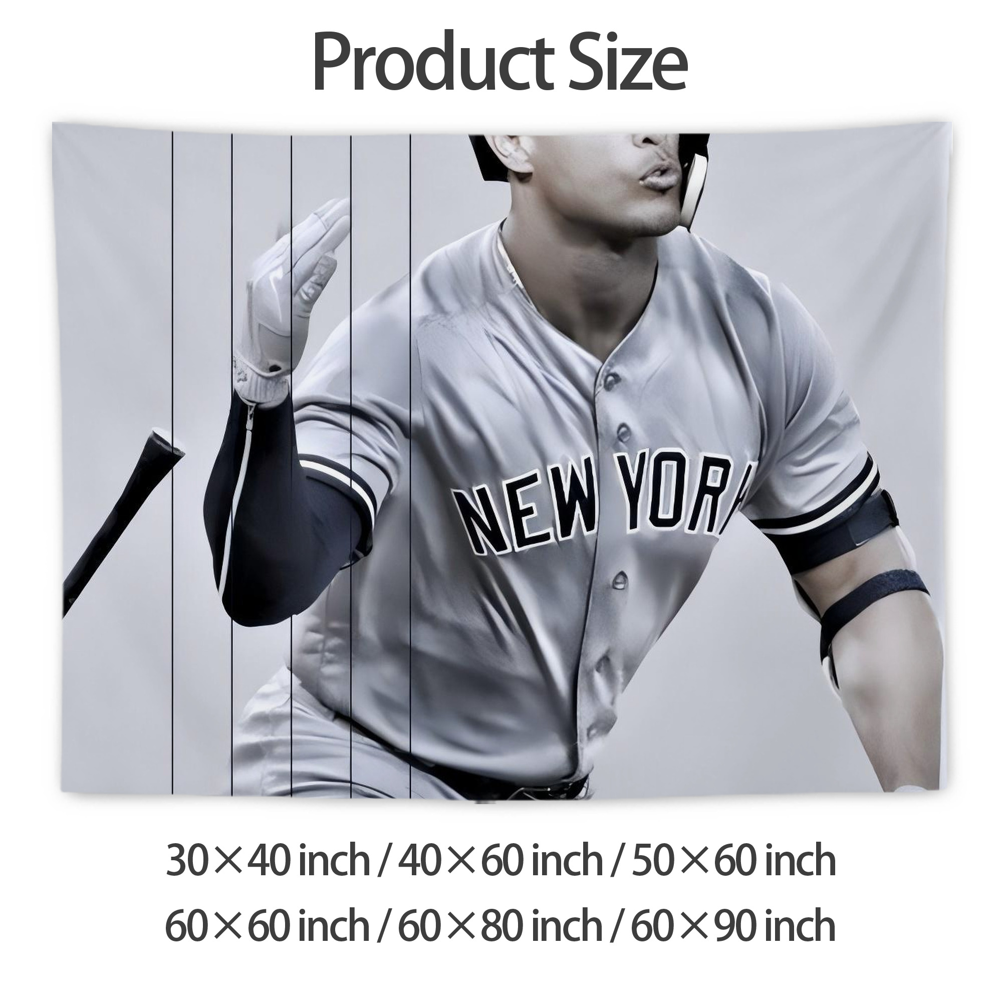 Giancarlo Stanton 37 Wall Tapestry For Bedroom Aesthetic – Boho Style Polyester Fabric Wall Hanging With Hooks – 60 X 90 Inch Large Size, Lightweight, Durable, Easy To Hang