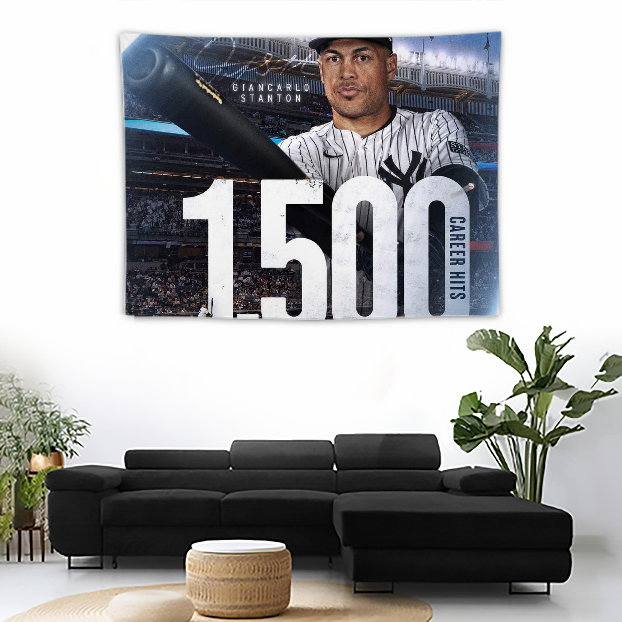 Giancarlo Stanton 39 Wall Tapestry For Bedroom Aesthetic – Boho Style Polyester Fabric Wall Hanging With Hooks – 60 X 90 Inch Large Size, Lightweight, Durable, Easy To Hang