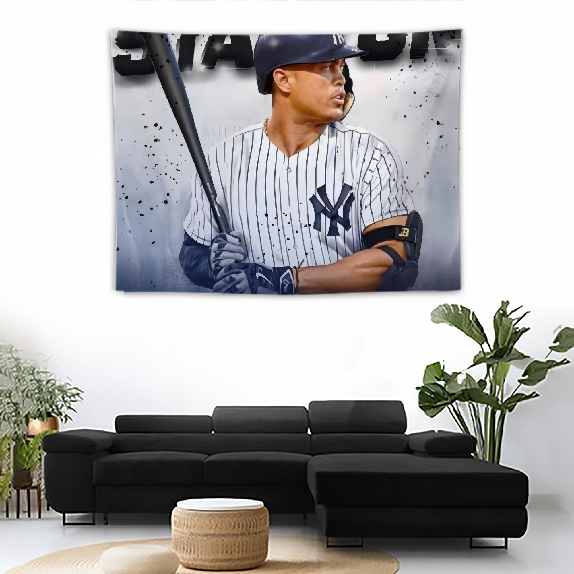 Giancarlo Stanton 40 Wall Tapestry For Bedroom Aesthetic – Boho Style Polyester Fabric Wall Hanging With Hooks – 60 X 90 Inch Large Size, Lightweight, Durable, Easy To Hang