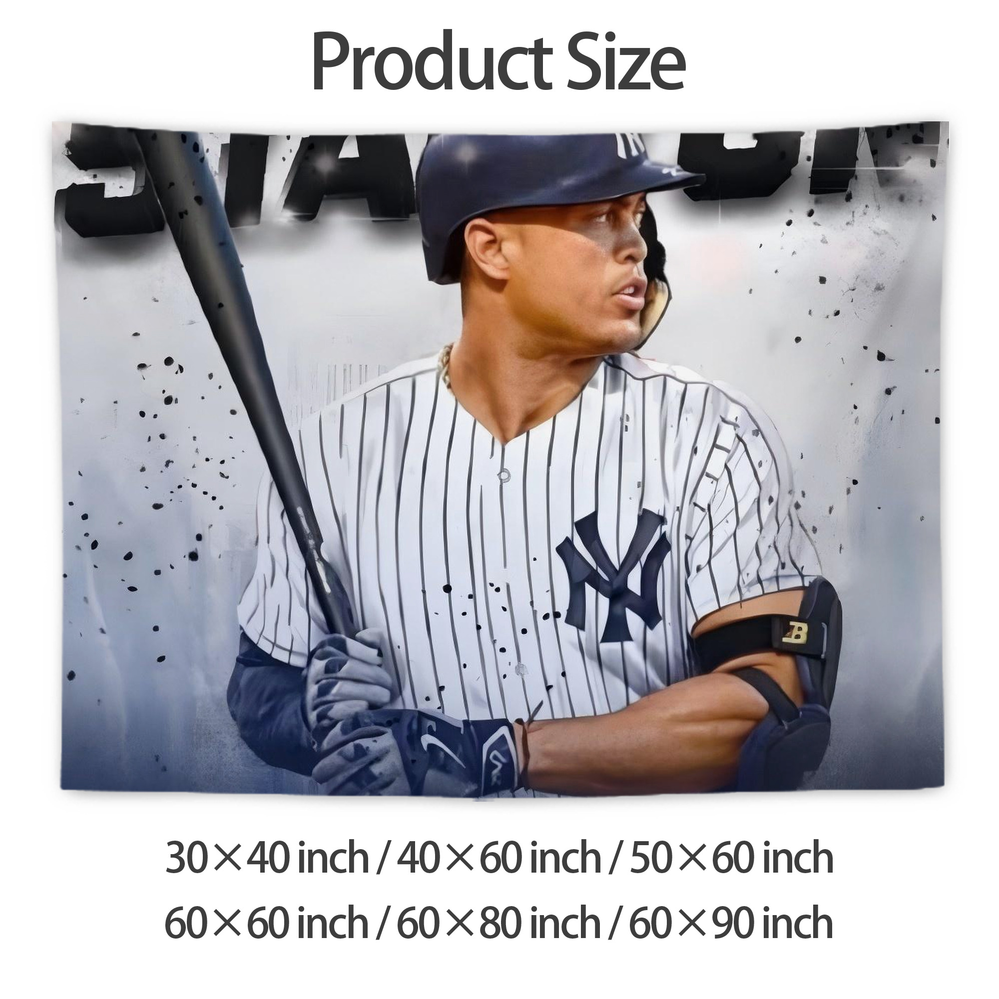 Giancarlo Stanton 40 Wall Tapestry For Bedroom Aesthetic – Boho Style Polyester Fabric Wall Hanging With Hooks – 60 X 90 Inch Large Size, Lightweight, Durable, Easy To Hang