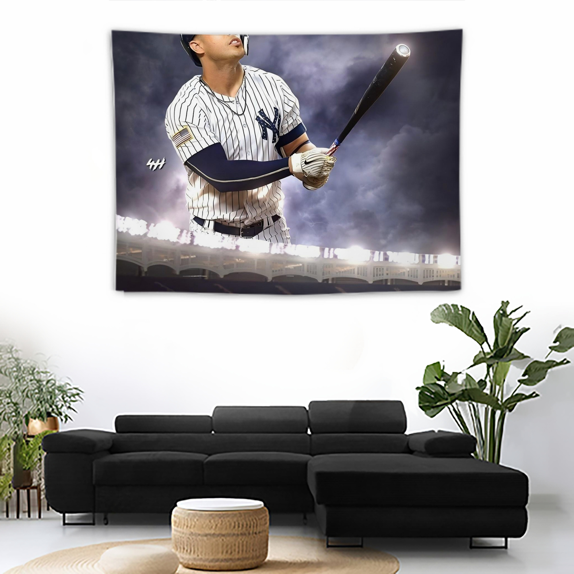 Giancarlo Stanton 41 Wall Tapestry For Bedroom Aesthetic – Boho Style Polyester Fabric Wall Hanging With Hooks – 60 X 90 Inch Large Size, Lightweight, Durable, Easy To Hang