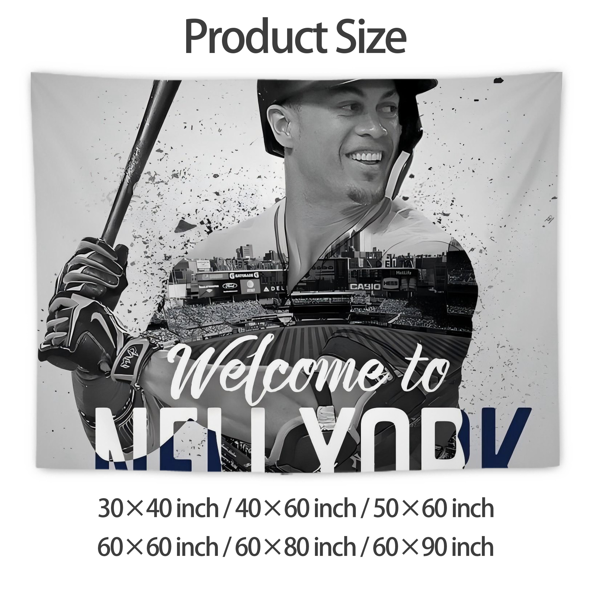 Giancarlo Stanton 42 Wall Tapestry For Bedroom Aesthetic – Boho Style Polyester Fabric Wall Hanging With Hooks – 60 X 90 Inch Large Size, Lightweight, Durable, Easy To Hang