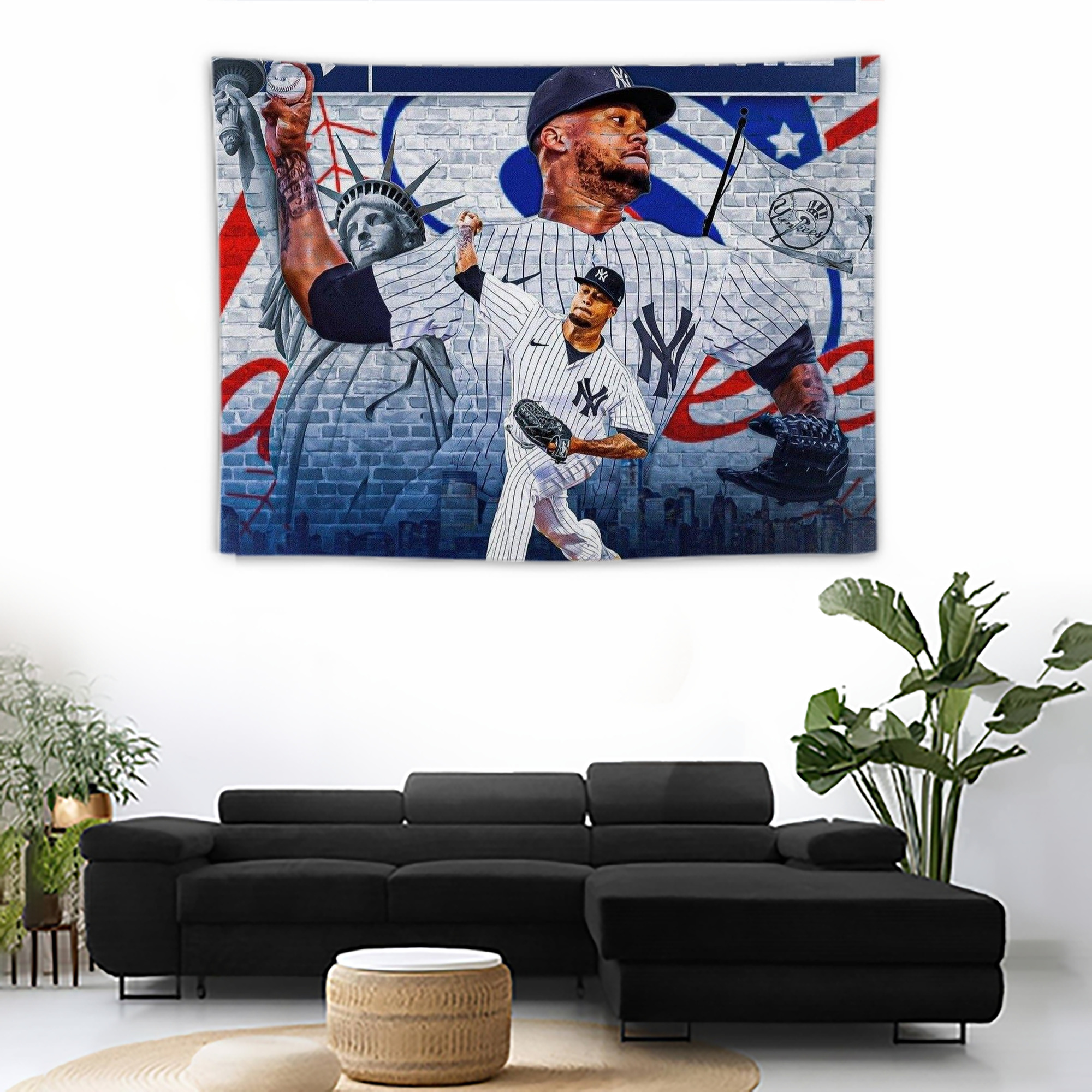Giancarlo Stanton 43 Wall Tapestry For Bedroom Aesthetic – Boho Style Polyester Fabric Wall Hanging With Hooks – 60 X 90 Inch Large Size, Lightweight, Durable, Easy To Hang