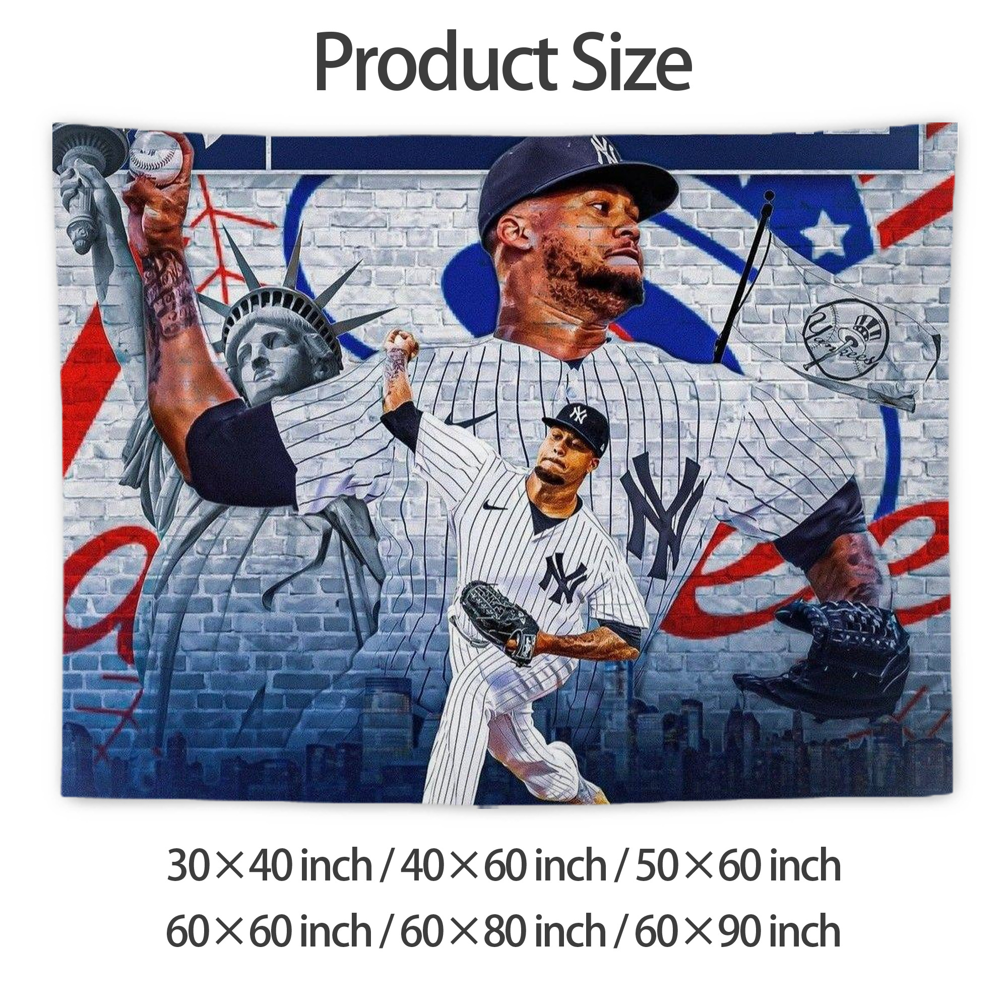 Giancarlo Stanton 43 Wall Tapestry For Bedroom Aesthetic – Boho Style Polyester Fabric Wall Hanging With Hooks – 60 X 90 Inch Large Size, Lightweight, Durable, Easy To Hang